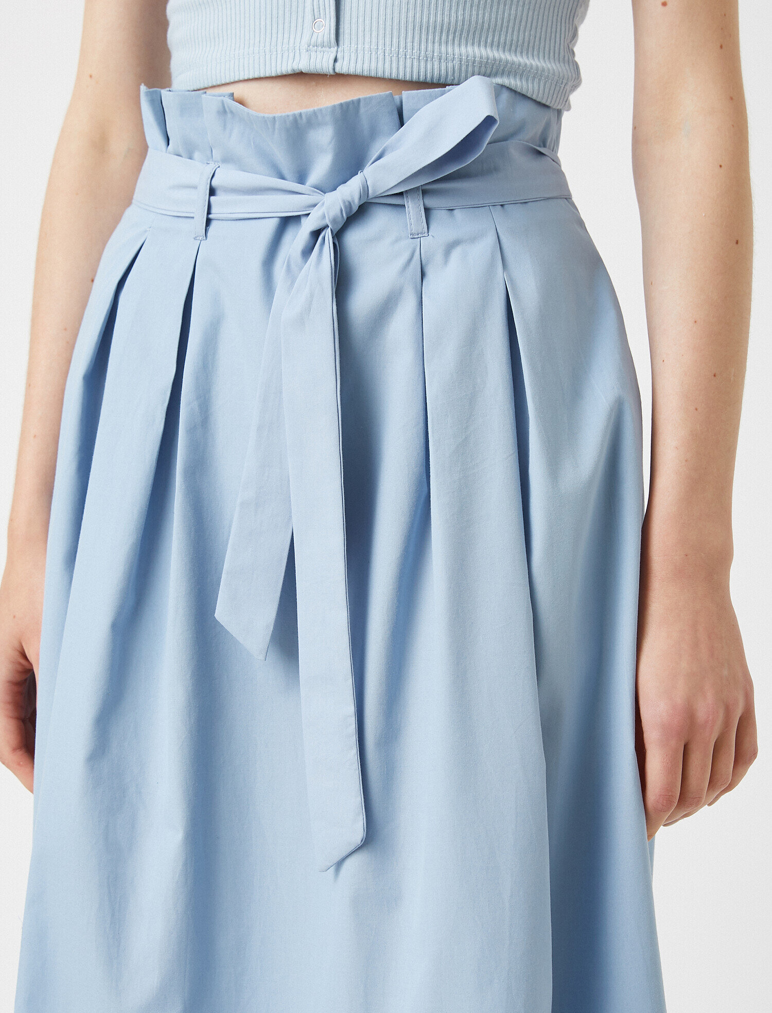   Midi Etek Kuşaklı Pamuklu