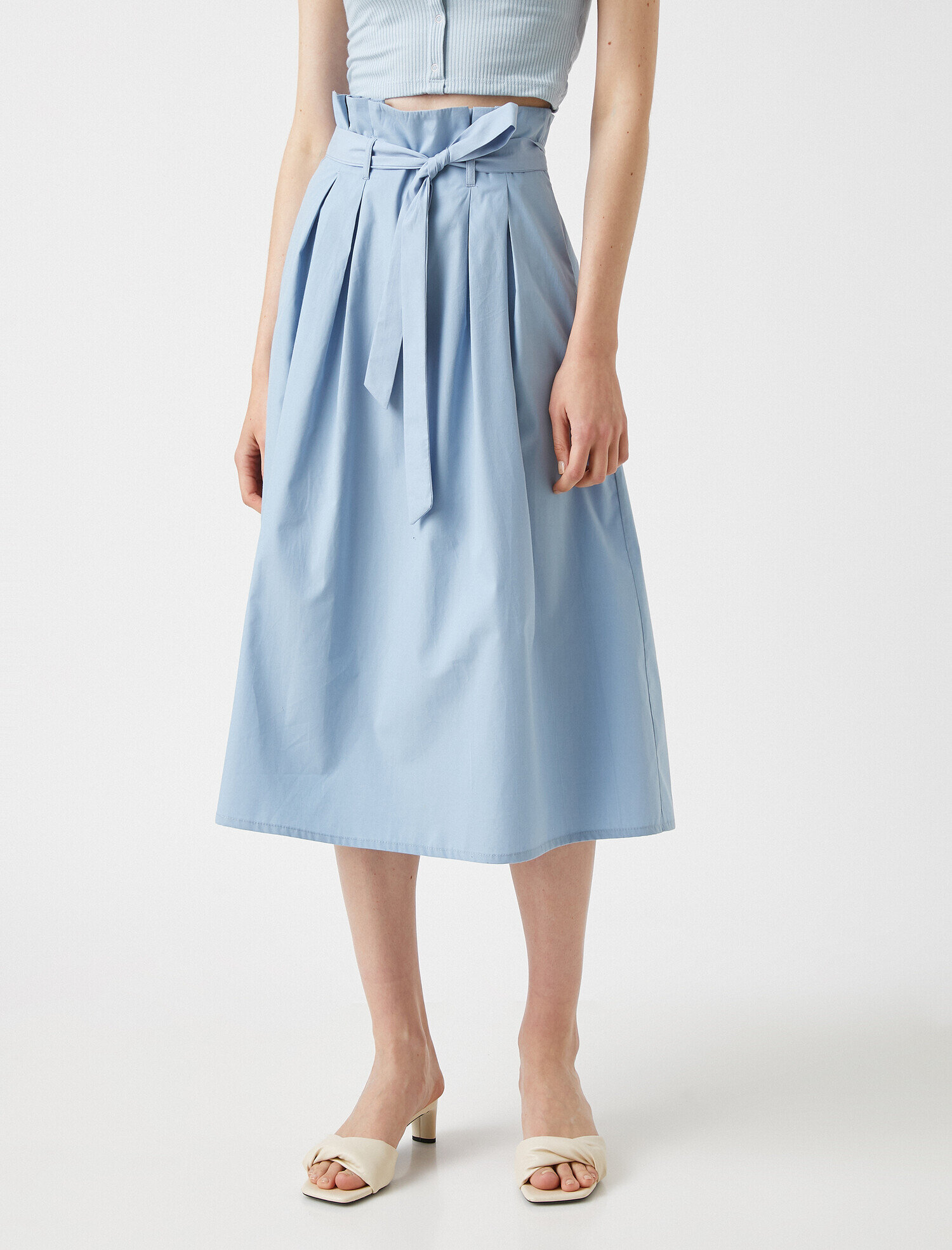   Midi Etek Kuşaklı Pamuklu