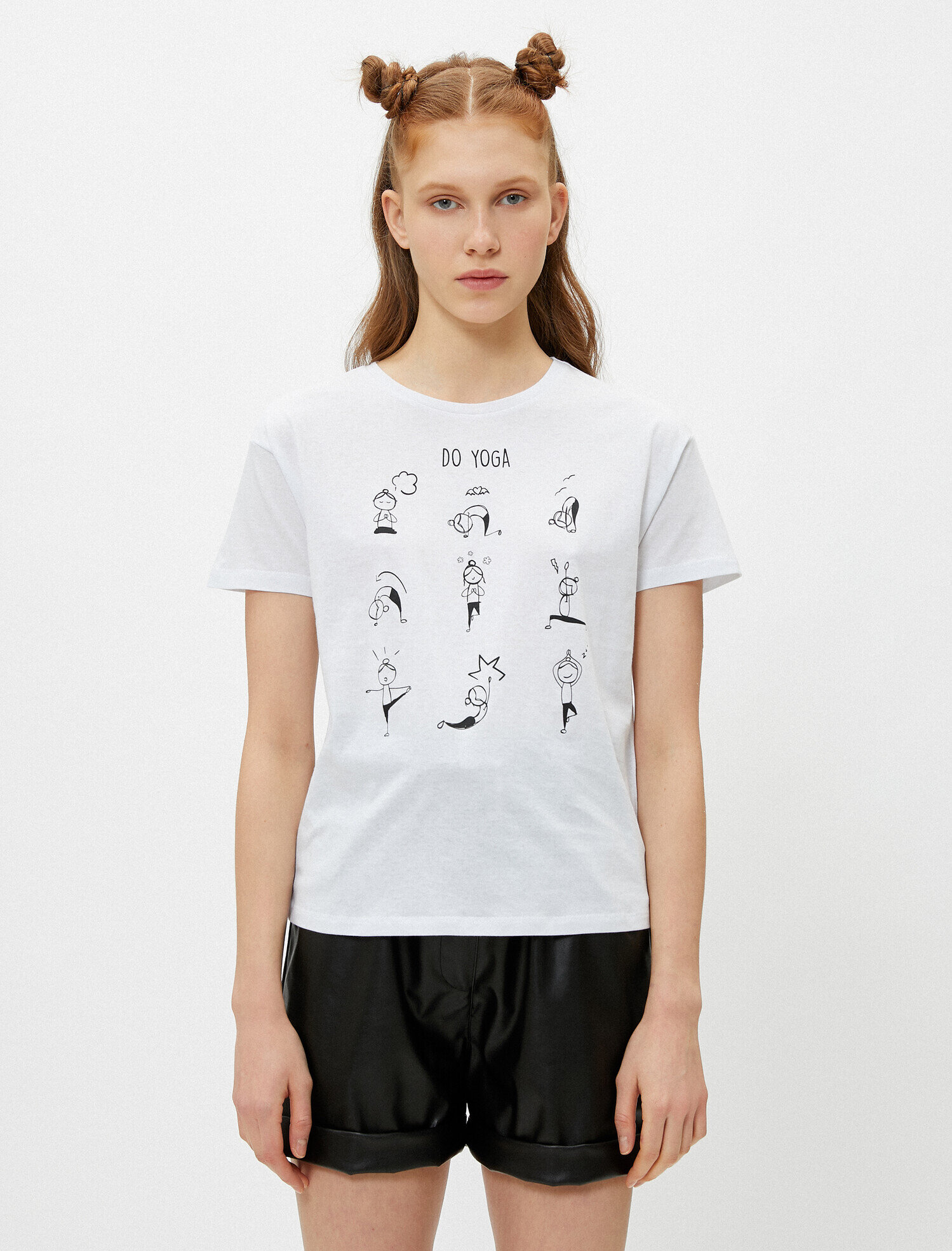   Baskılı Tişört Yoga Temalı Pamuklu