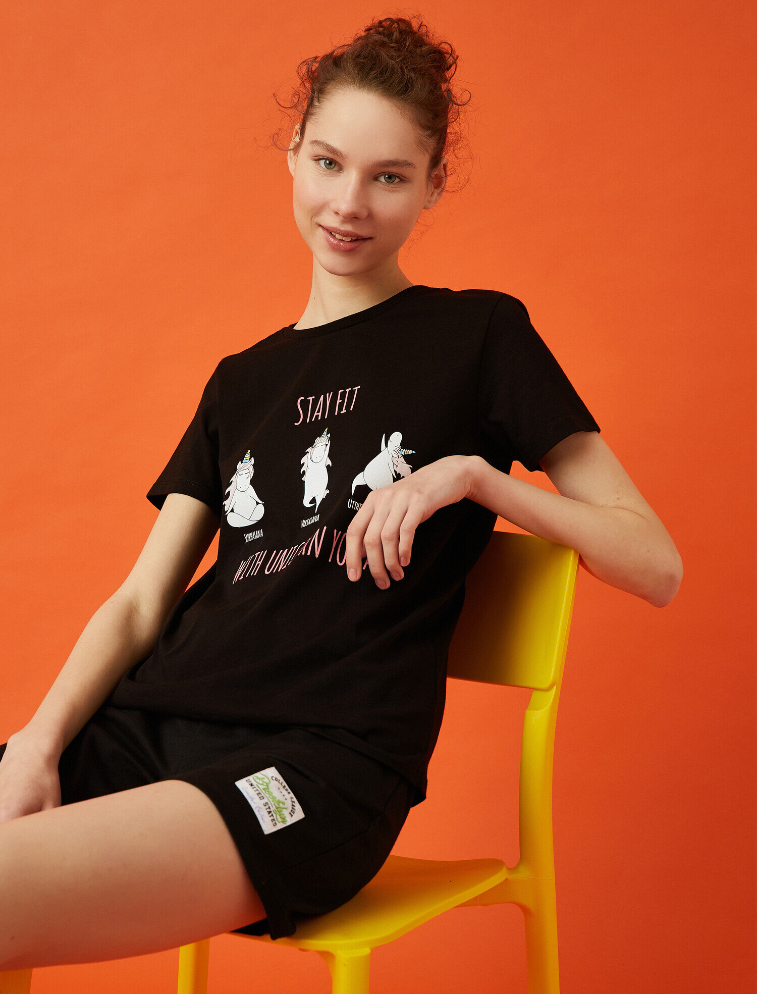   Baskılı Tişört Bisiklet Yaka Pamuklu