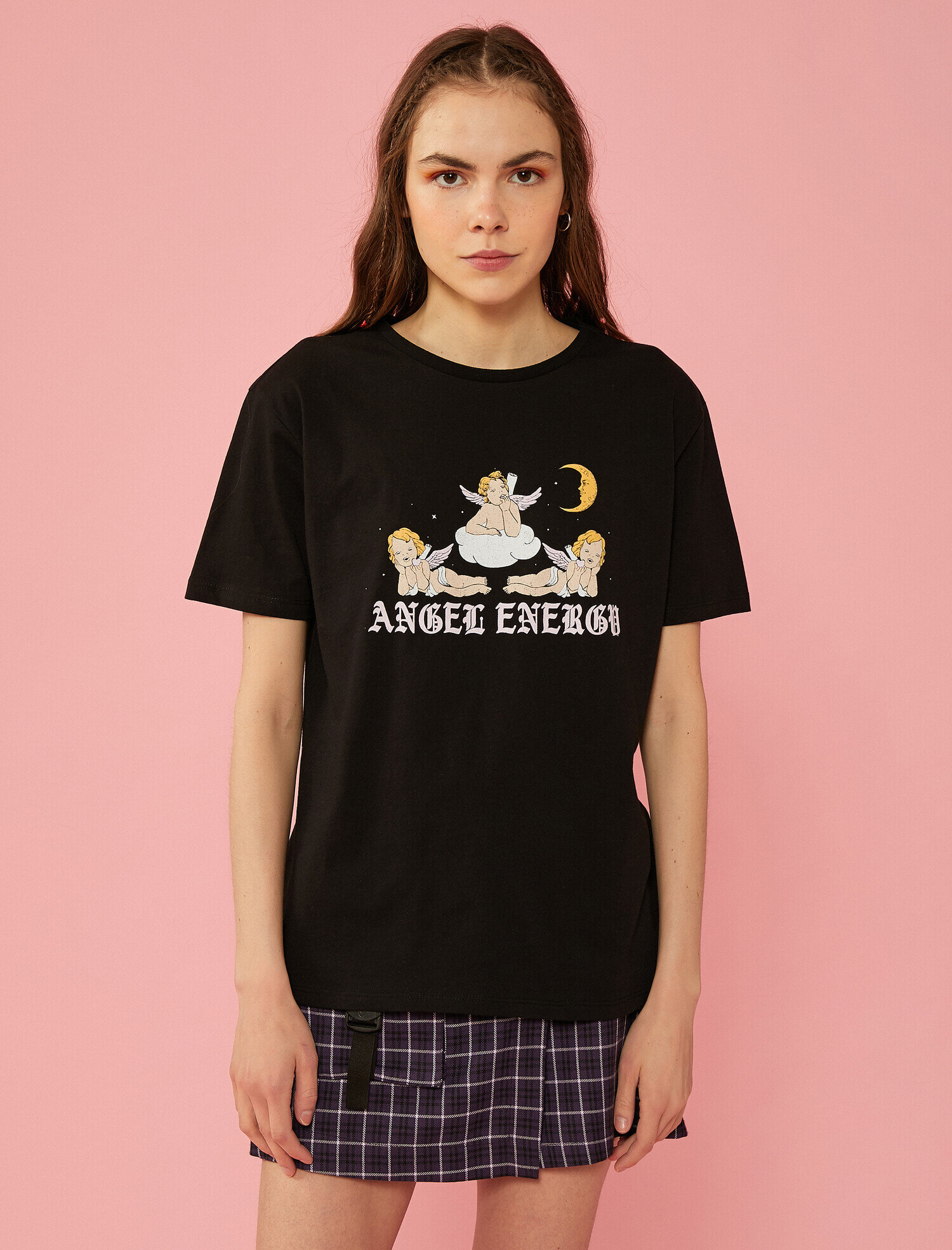   Baskılı Tişört Bisiklet Yaka Pamuklu