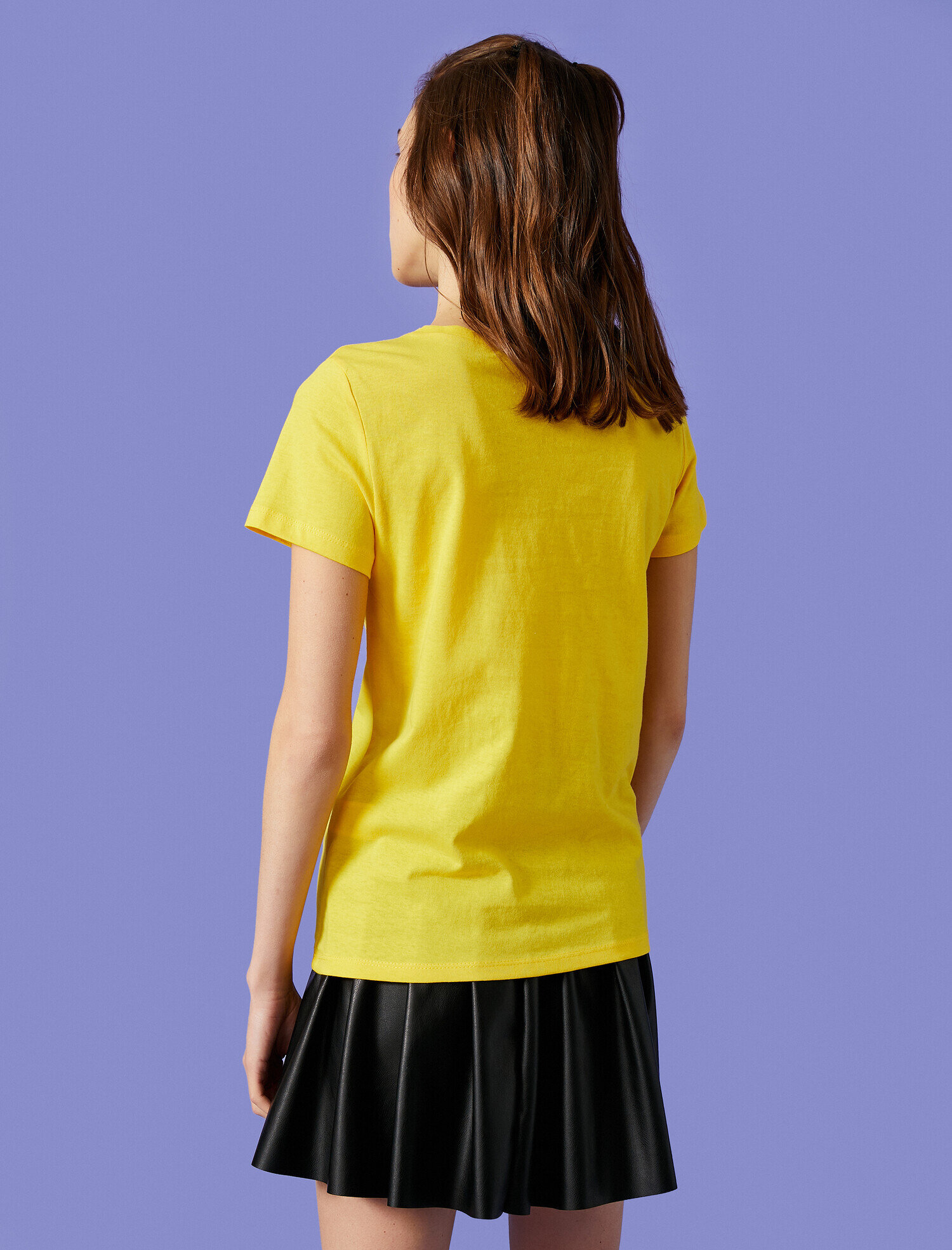   Baskılı Tişört Bisiklet Yaka Kısa Kollu