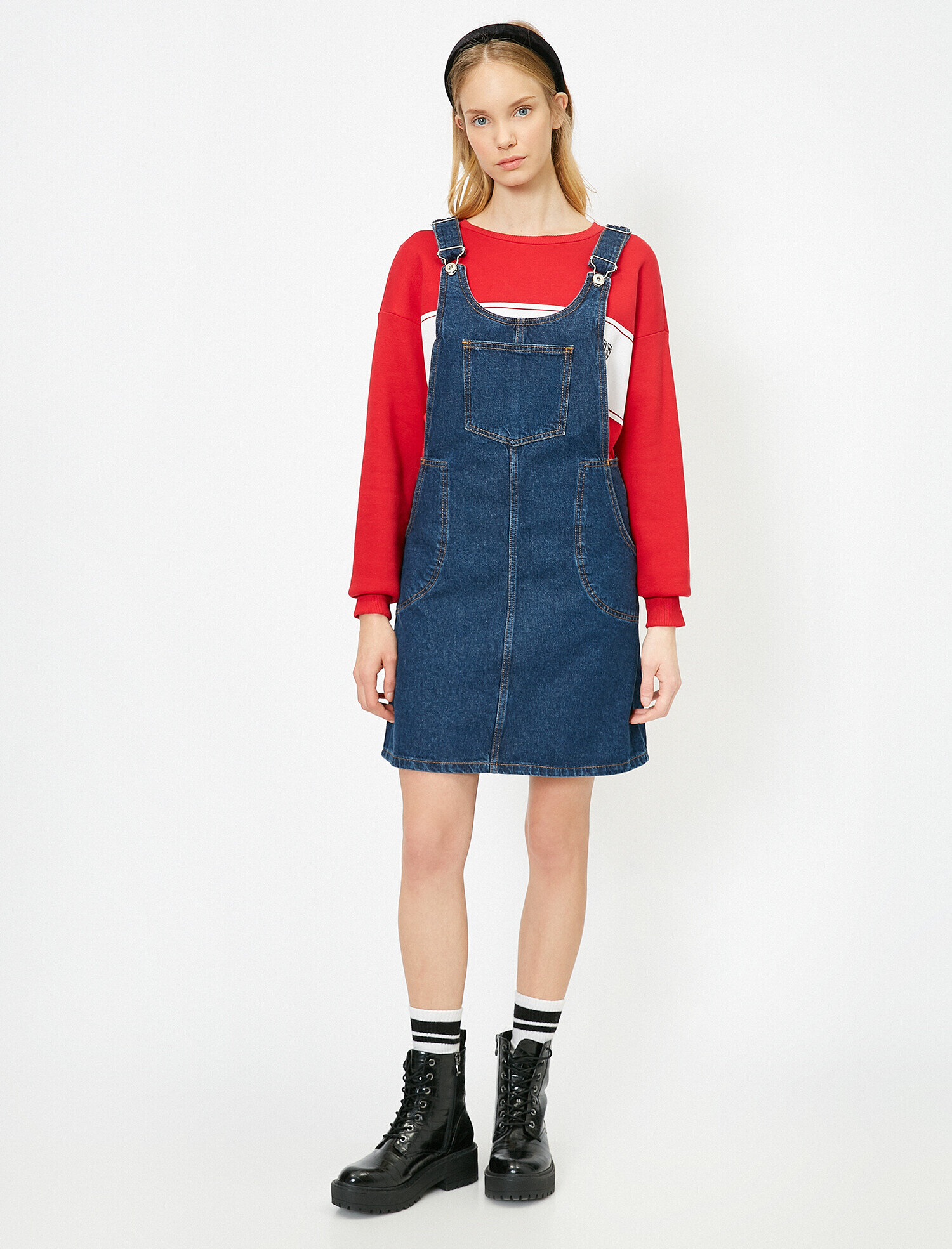   Cep Detaylı Jean Elbise