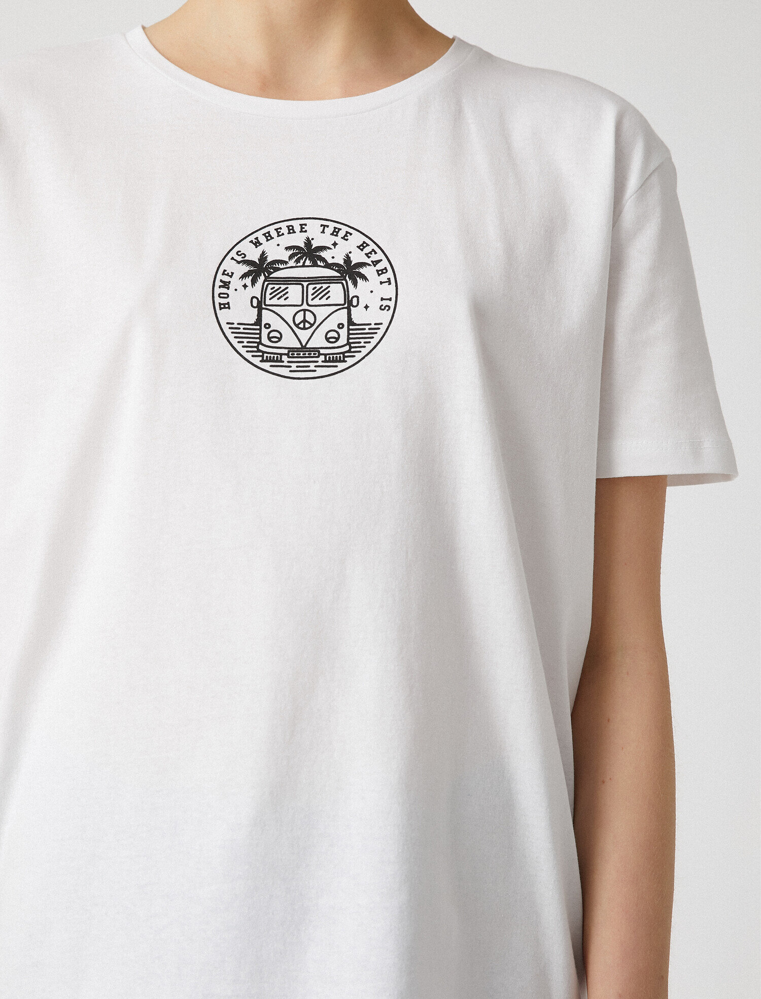   Yazılı Tişört Baskılı Kısa Kollu Bisiklet Yaka Pamuklu