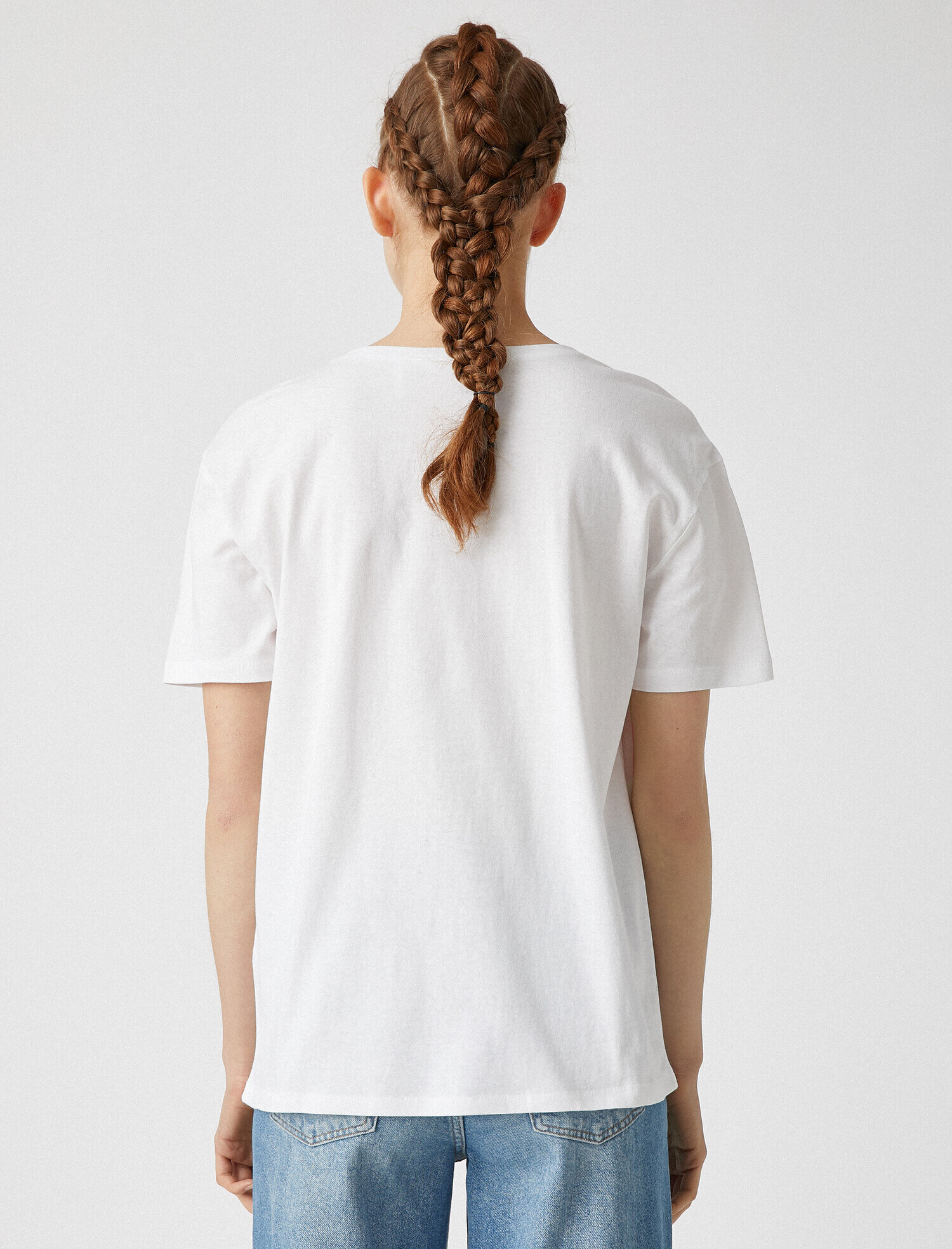   Yazılı Tişört Baskılı Kısa Kollu Bisiklet Yaka Pamuklu