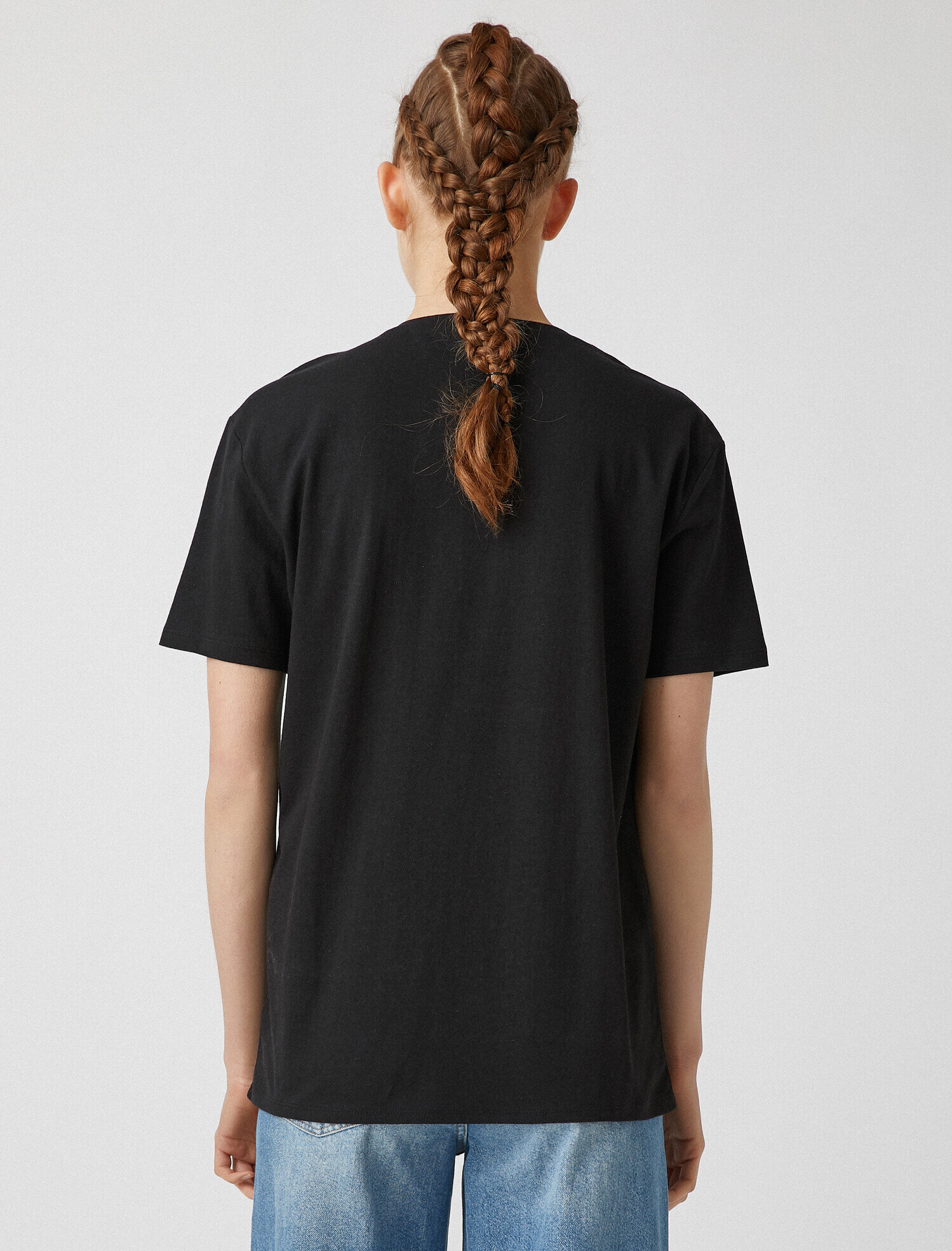   Kısa Kollu Tişört Baskılı Bisiklet Yaka Pamuklu