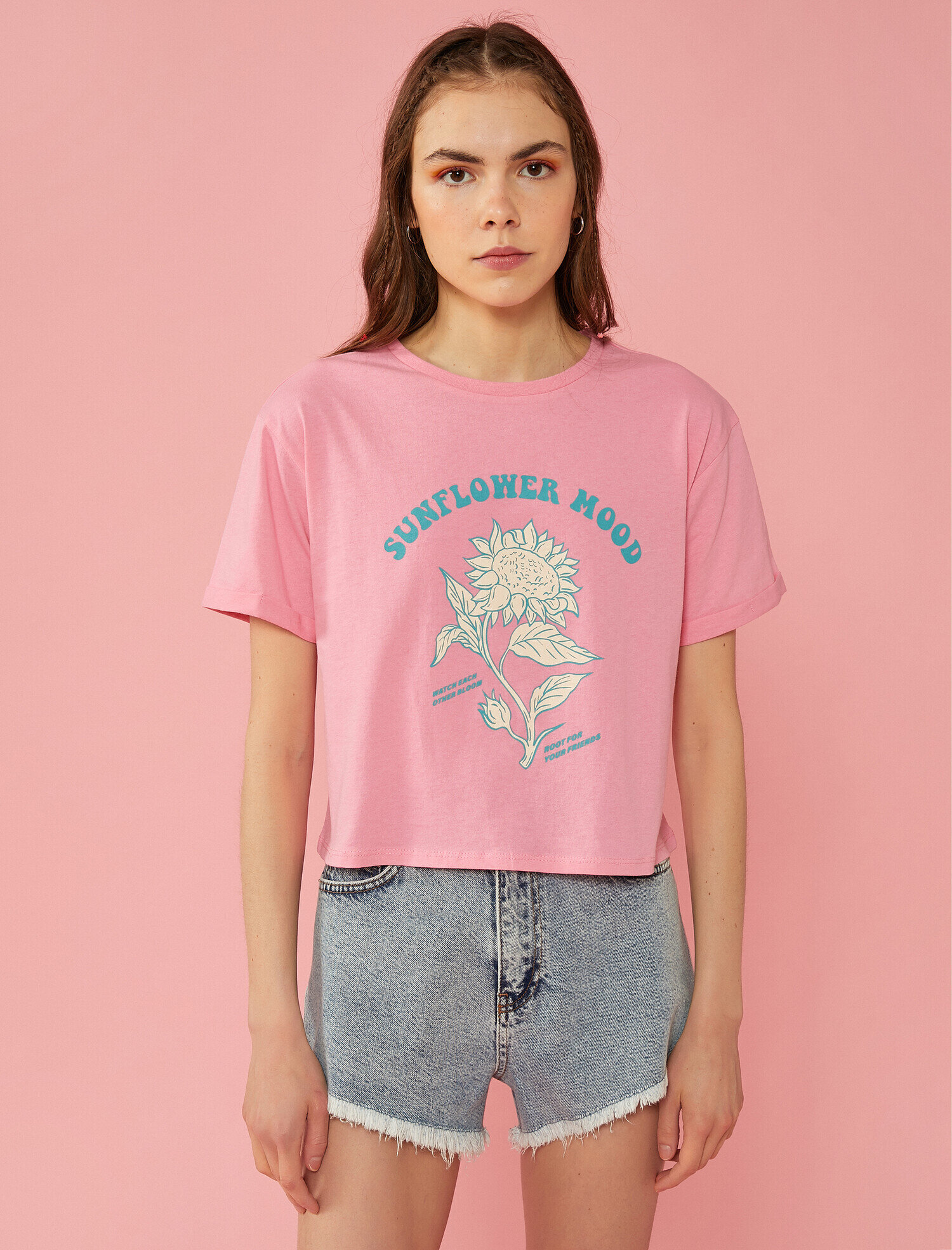   Baskılı Tişört Bisiklet Yaka