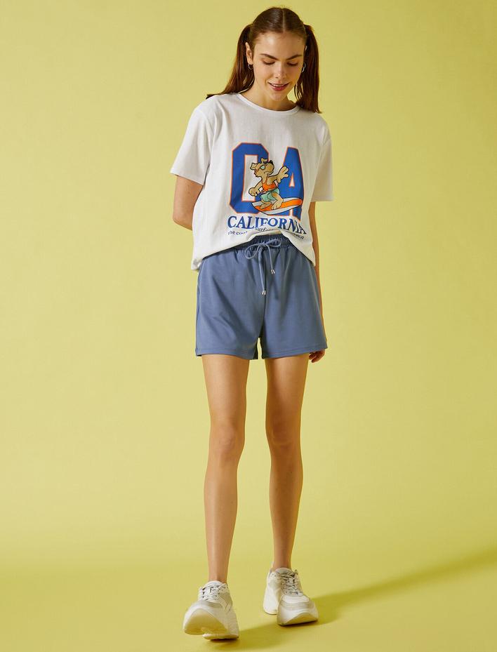  Yazılı Baskılı Tişört Bisiklet Yaka Pamuklu