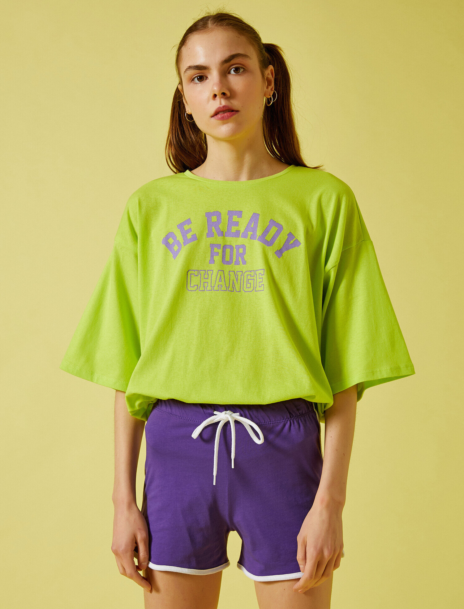   Oversize Tişört Yazılı Baskılı