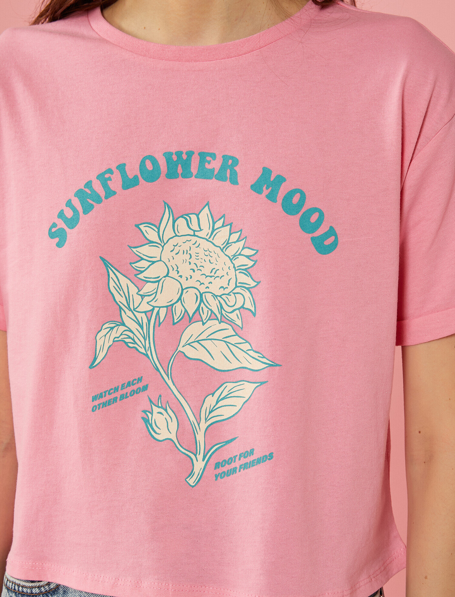   Baskılı Tişört Bisiklet Yaka