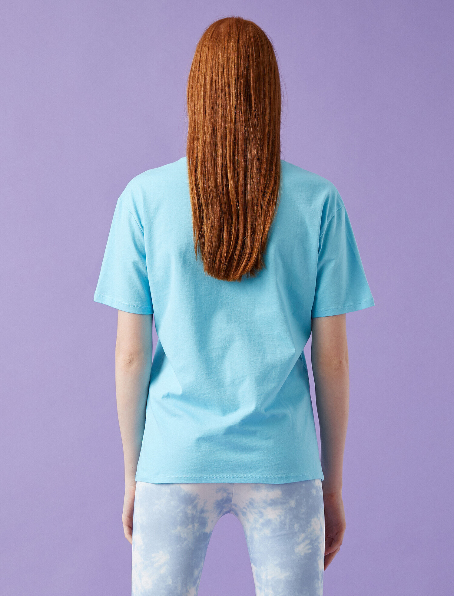   Baskılı Tişört Bisiklet Yaka Pamuklu