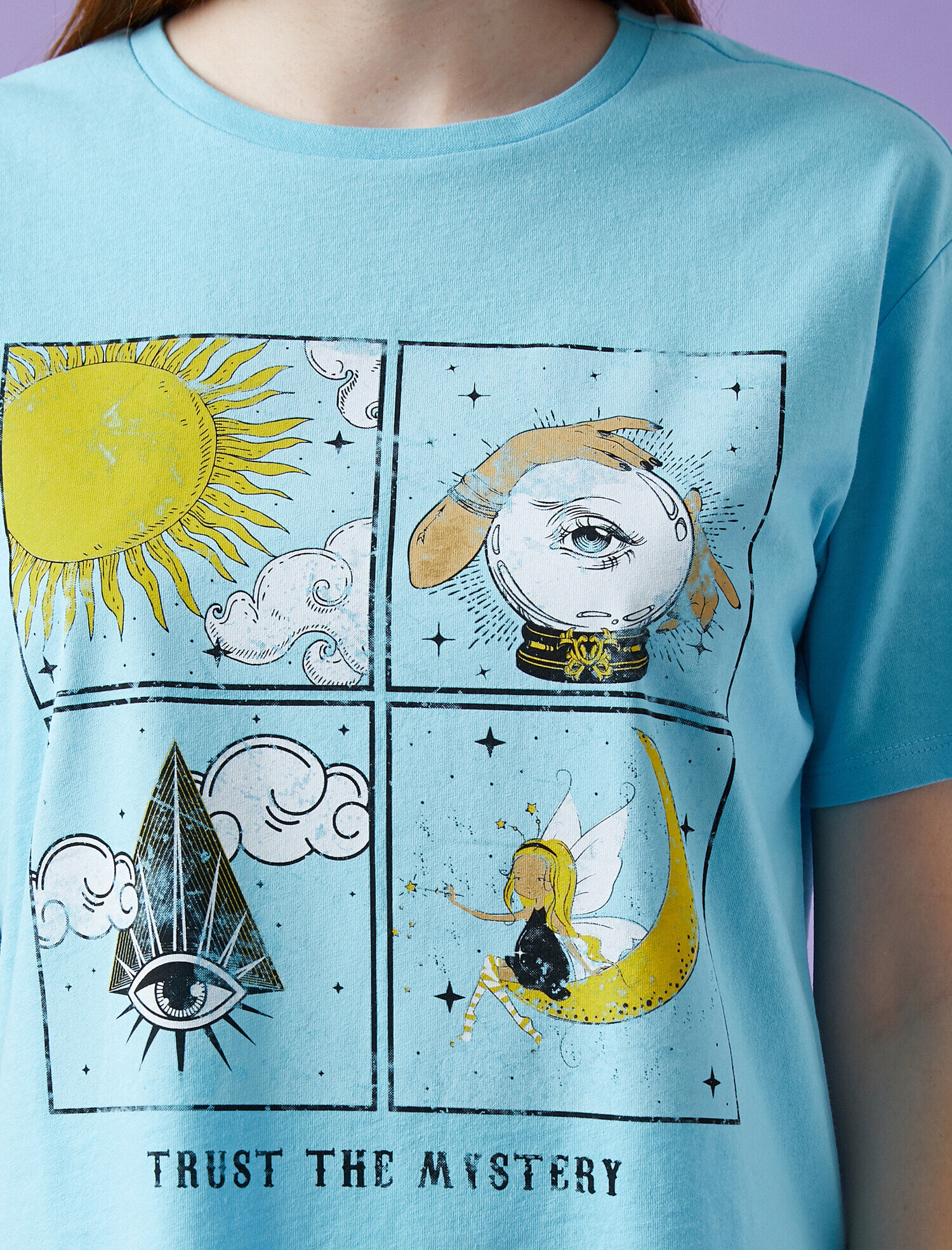   Baskılı Tişört Bisiklet Yaka Pamuklu