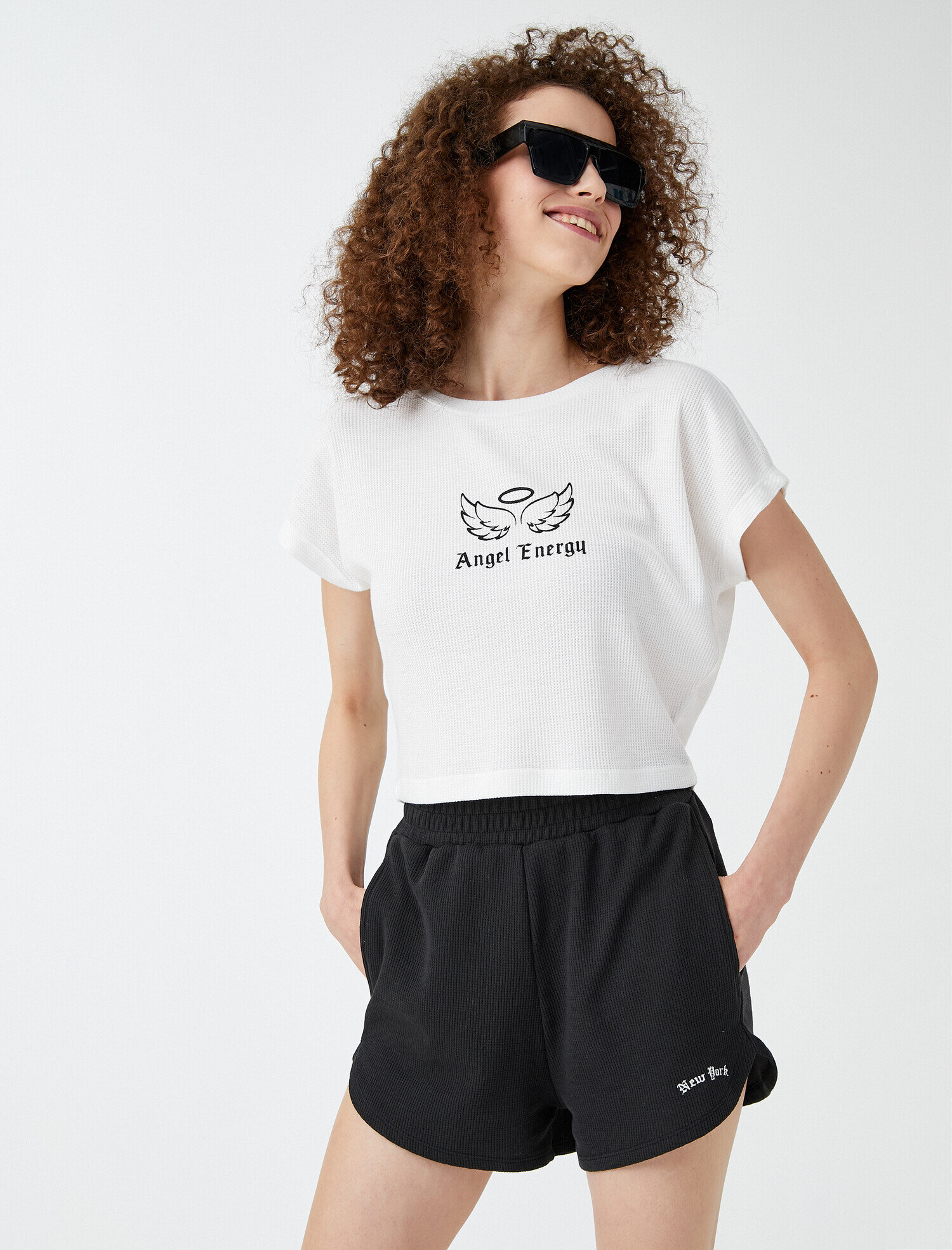   Sloganlı Şort Pamuklu