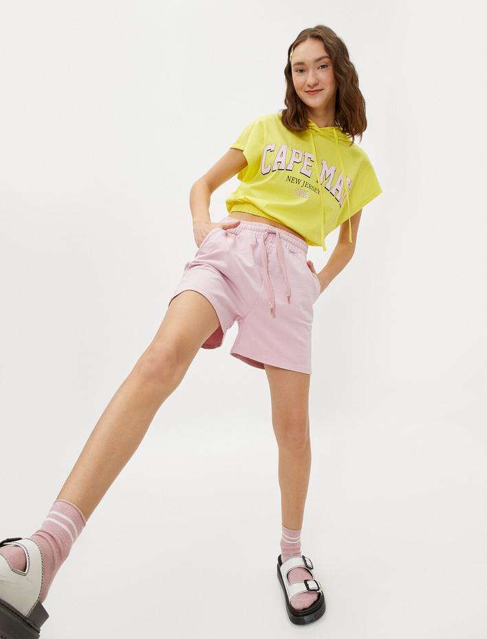  Cepli Şort Belden Bağlamalı Pamuklu