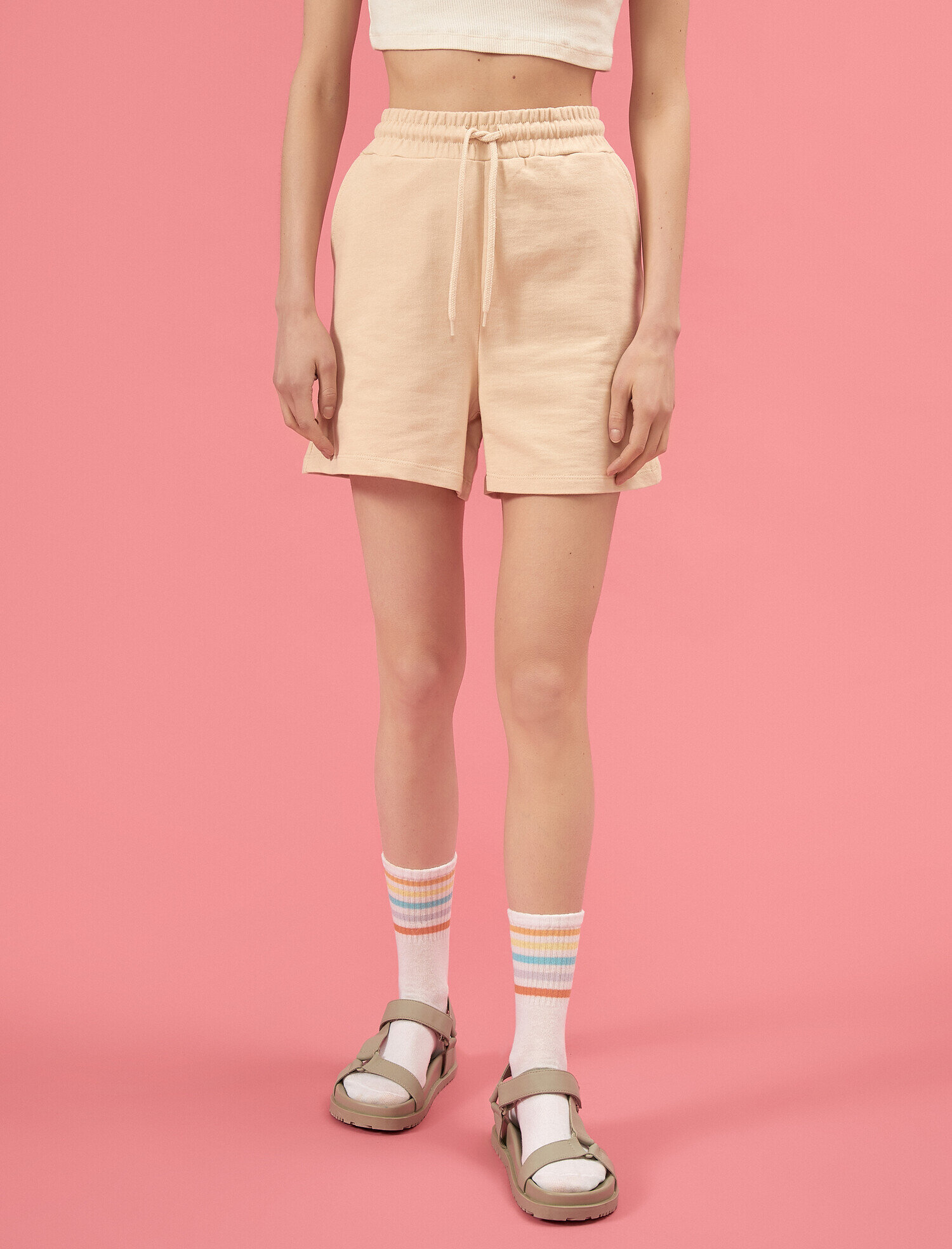   Cepli Şort Belden Bağlamalı Pamuklu
