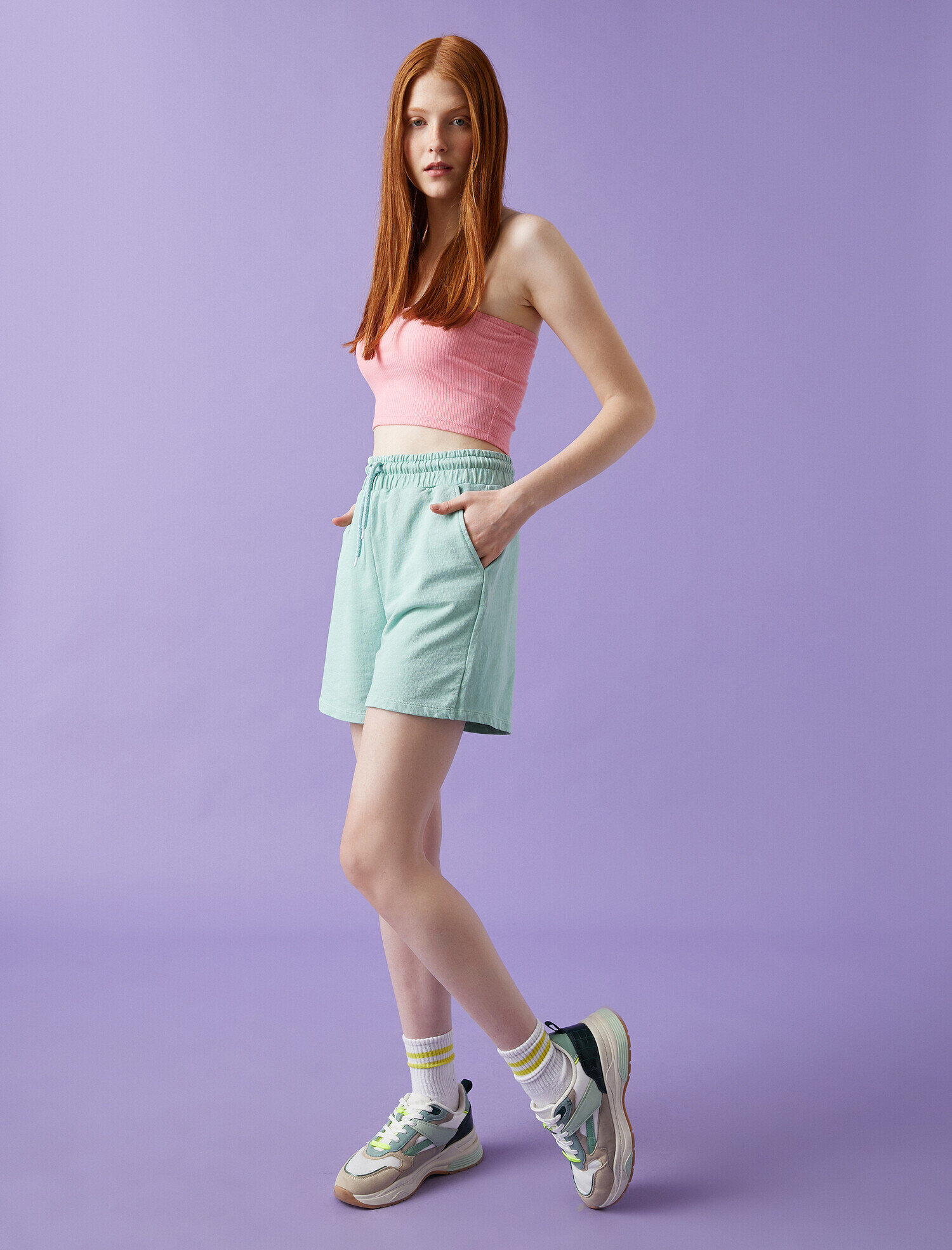   Cepli Şort Belden Bağlamalı Pamuklu