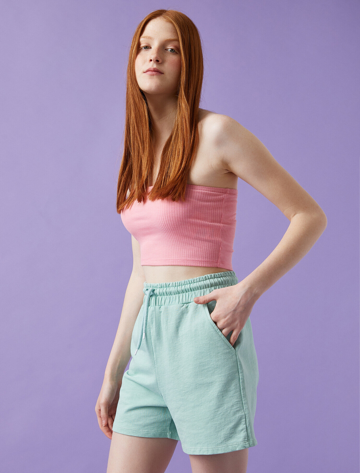   Cepli Şort Belden Bağlamalı Pamuklu