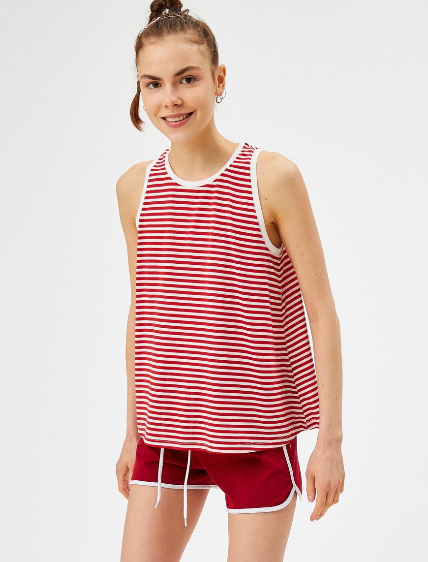  Çizgili Atlet Basic Halter Yaka Tanktop