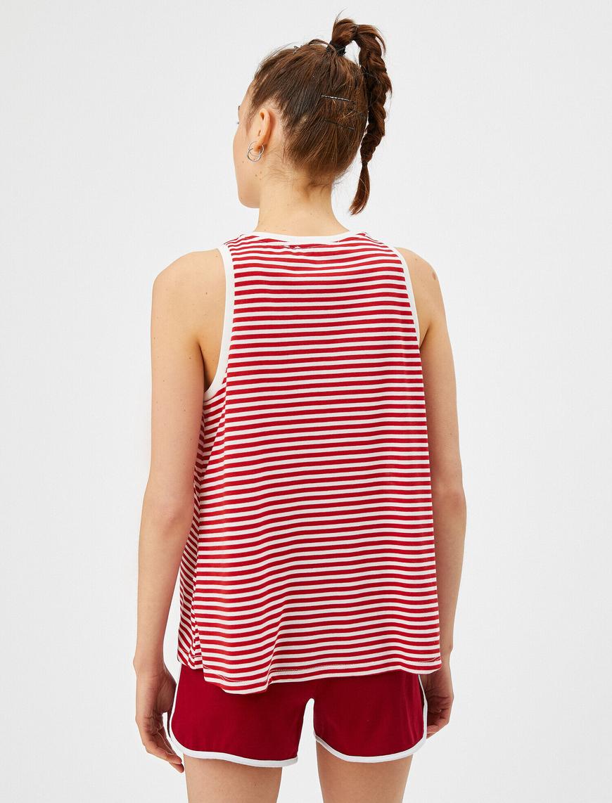   Çizgili Atlet Basic Halter Yaka Tanktop