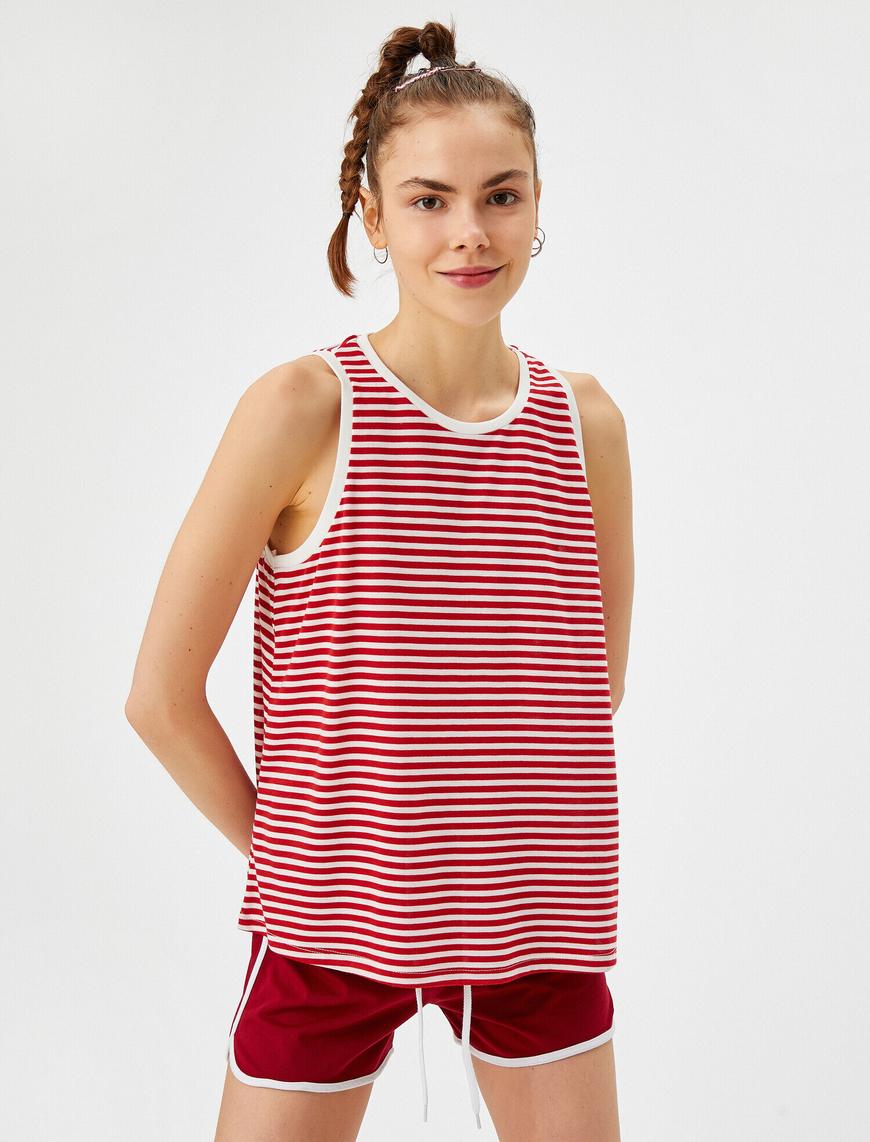   Çizgili Atlet Basic Halter Yaka Tanktop