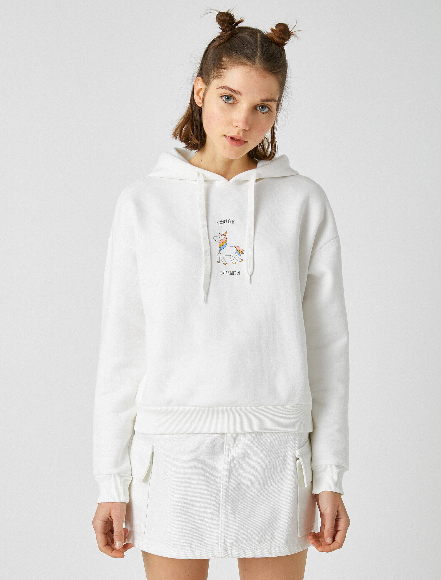   Pamuklu Kapüşonlu Baskılı Sweatshirt