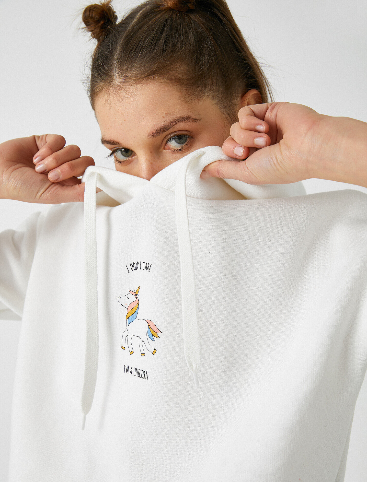   Pamuklu Kapüşonlu Baskılı Sweatshirt