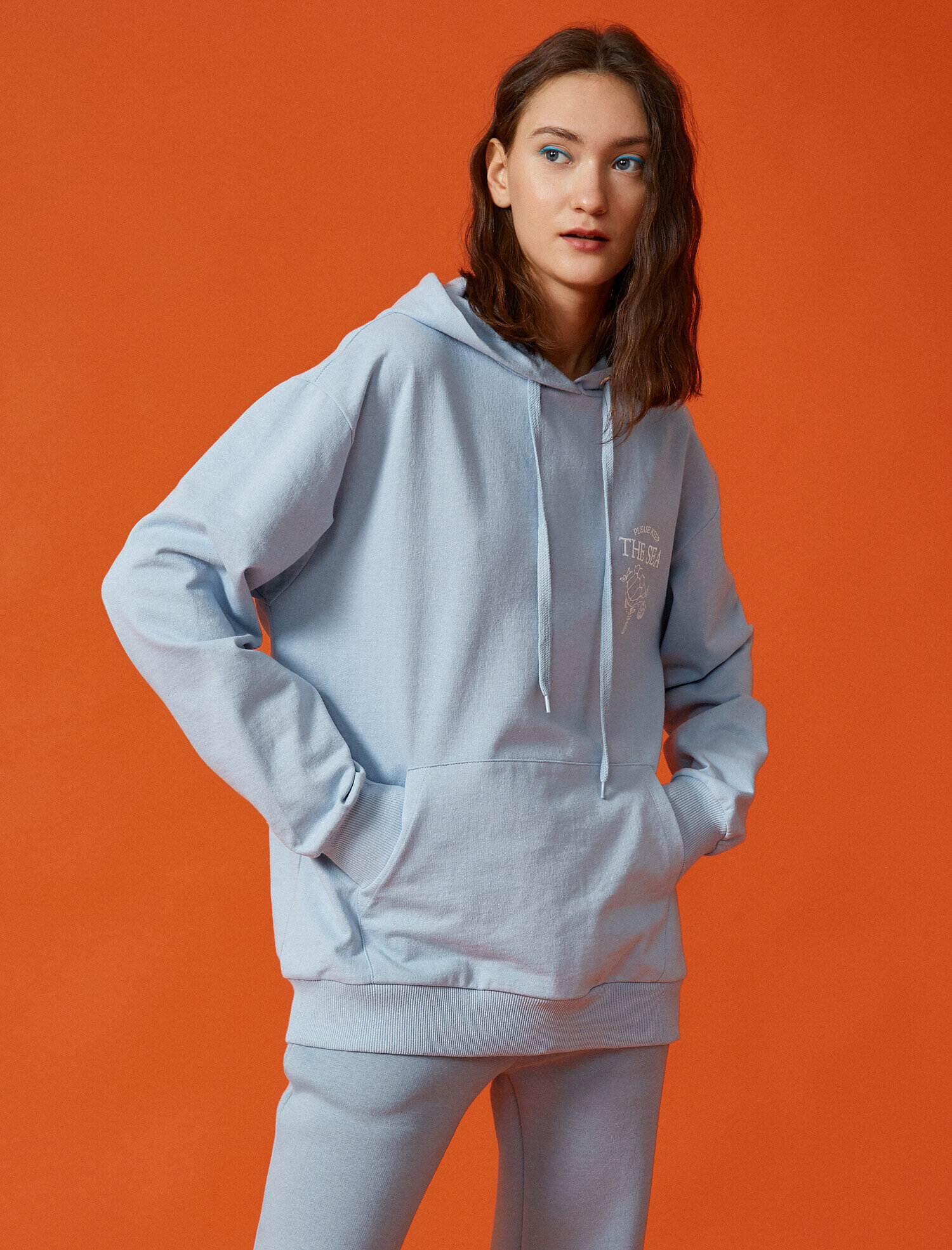   Kapüşonlu Yazılı Baskılı Sweatshirt Oversize