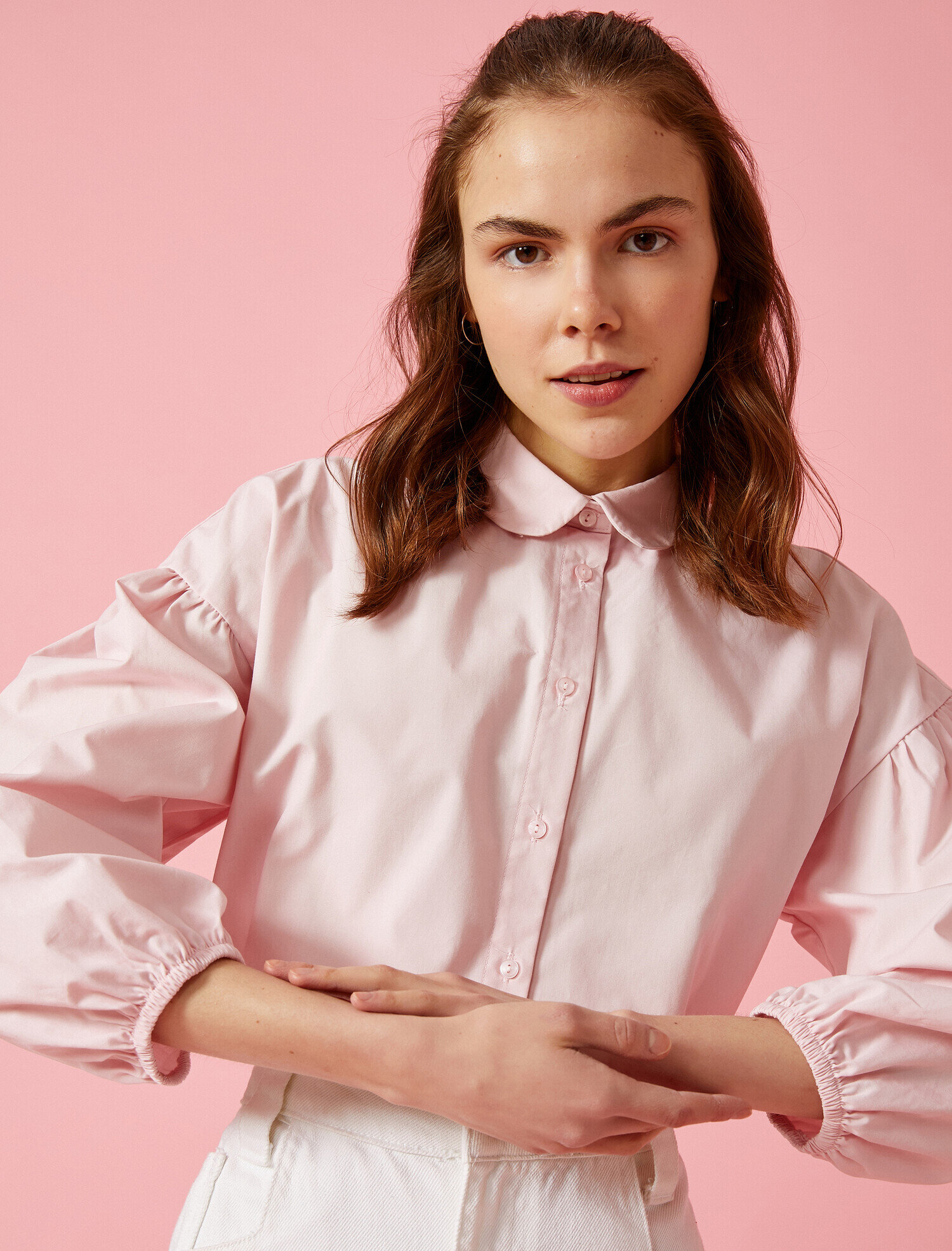   Poplin Gömlek Crop Balon Kol