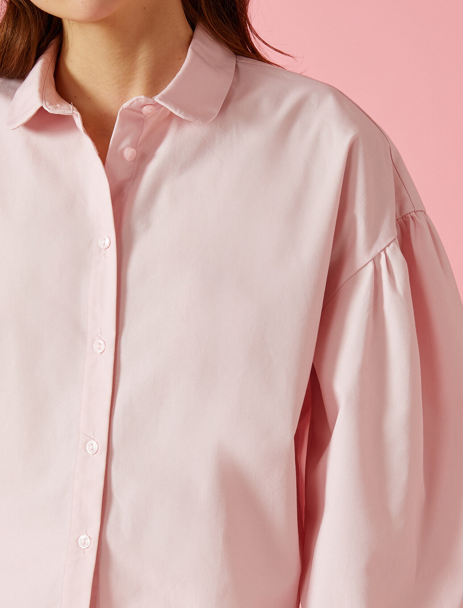   Poplin Gömlek Crop Balon Kol