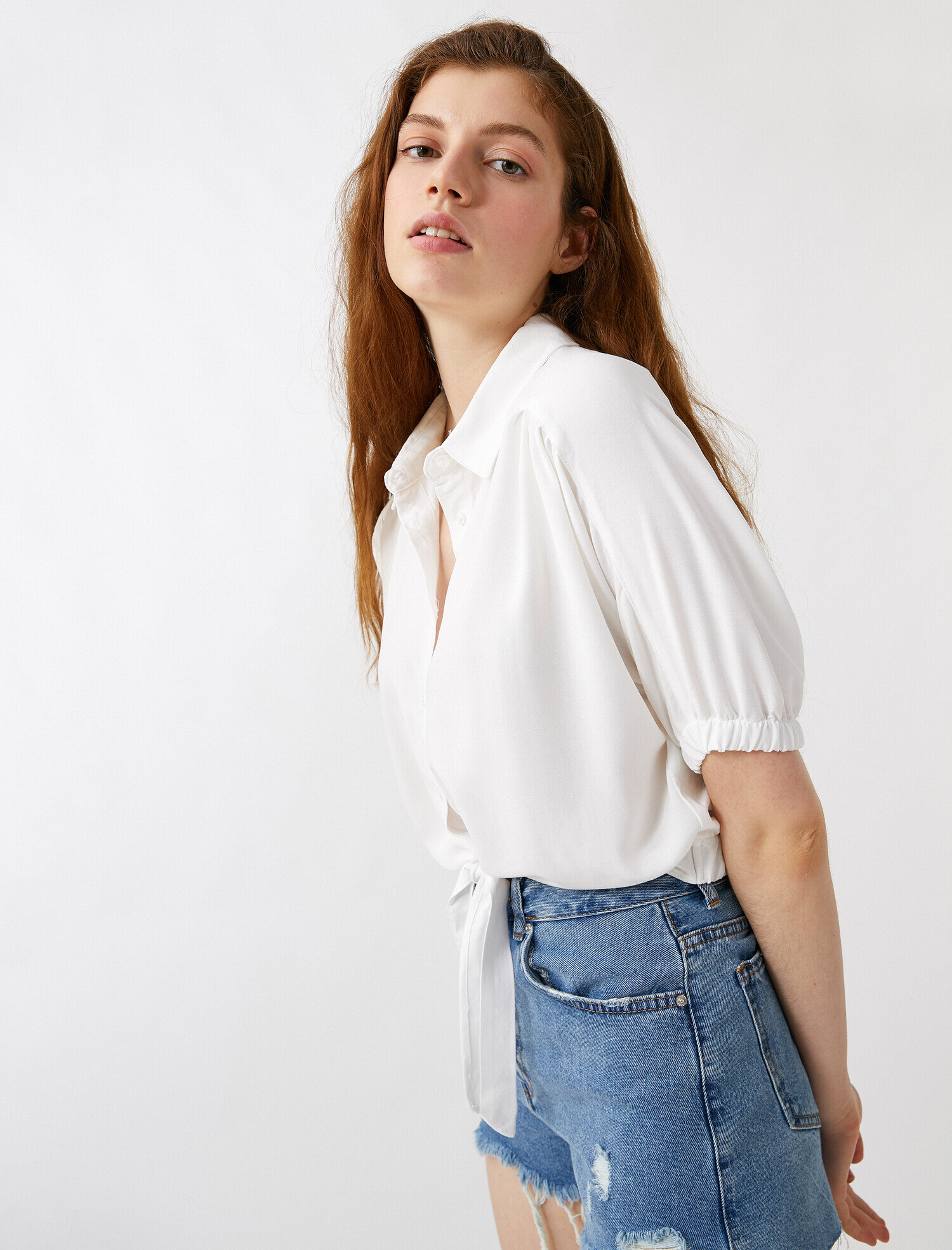   Belden Bağlamalı Gömlek Kısa Kollu