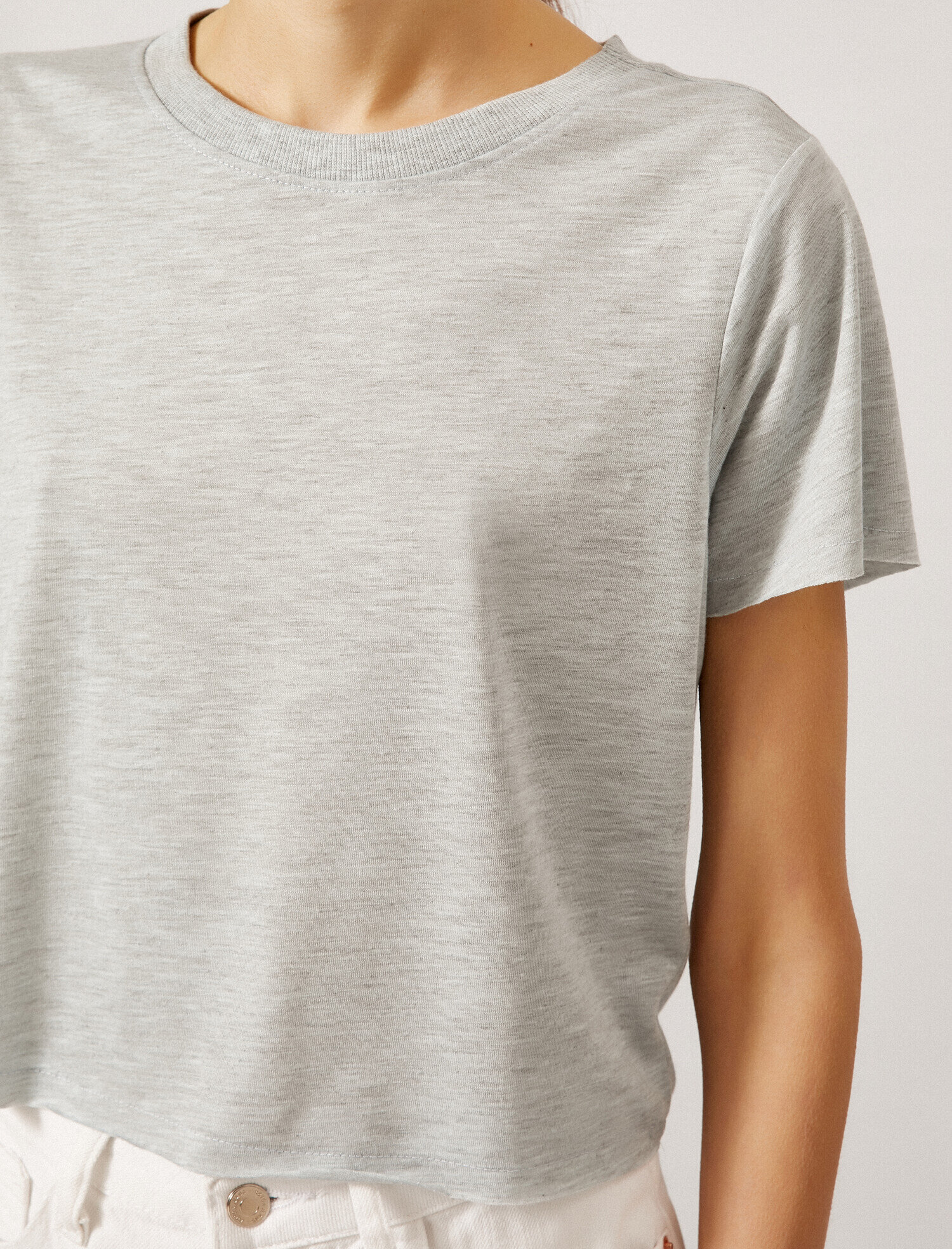   Crop Tişört Bisiklet Yaka Basic