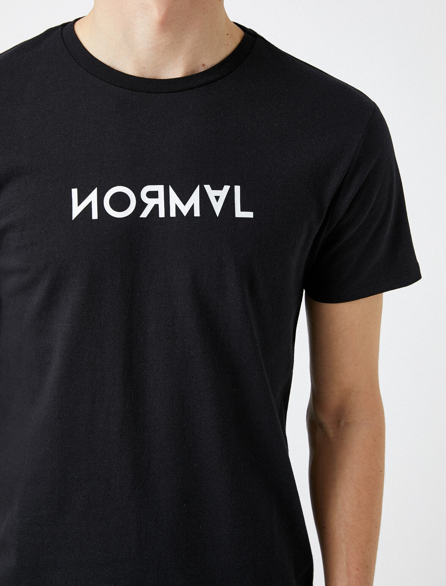   Yazılı Baskılı Tişört Kısa Kollu Bisiklet Yaka Pamuk