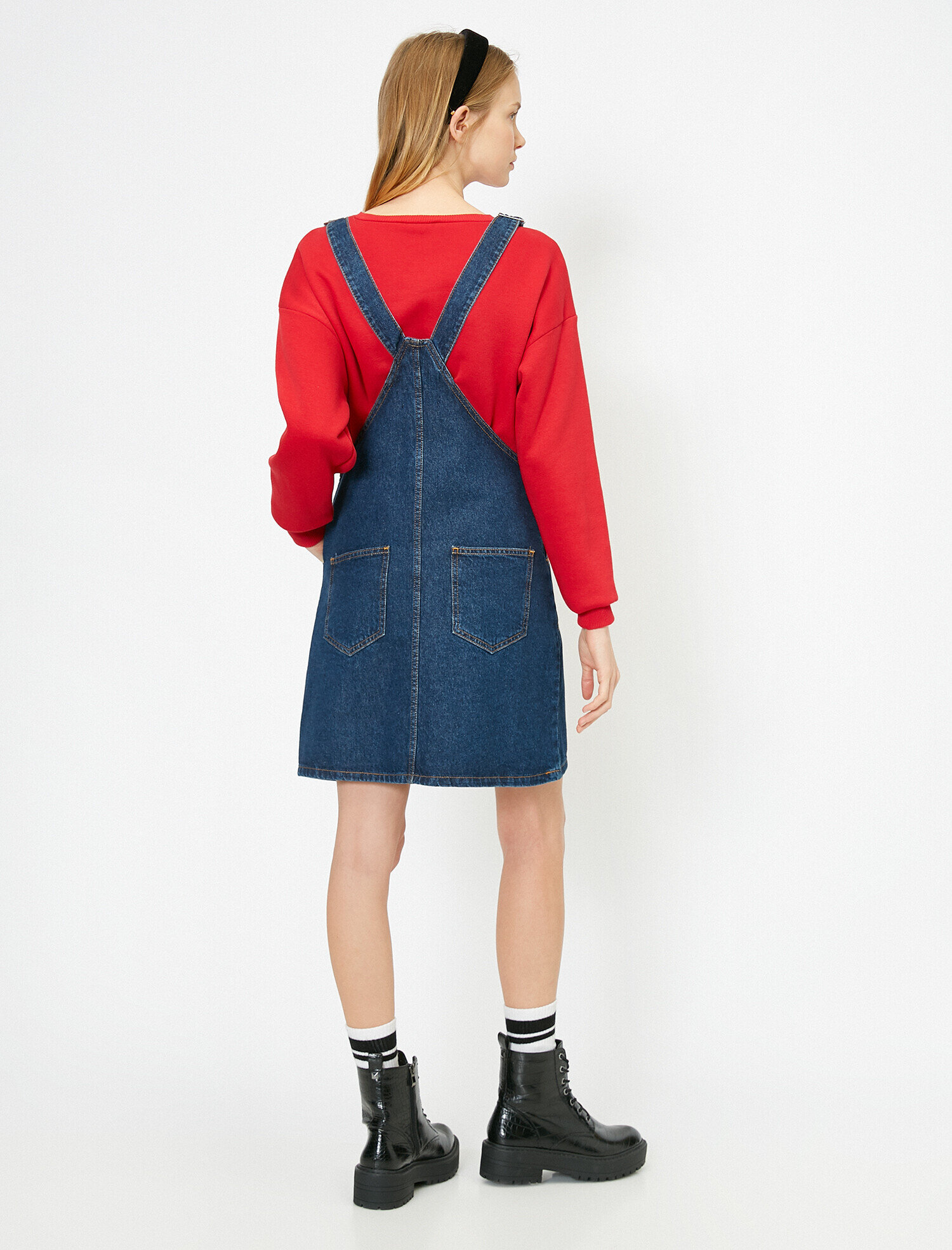   Cep Detaylı Jean Elbise