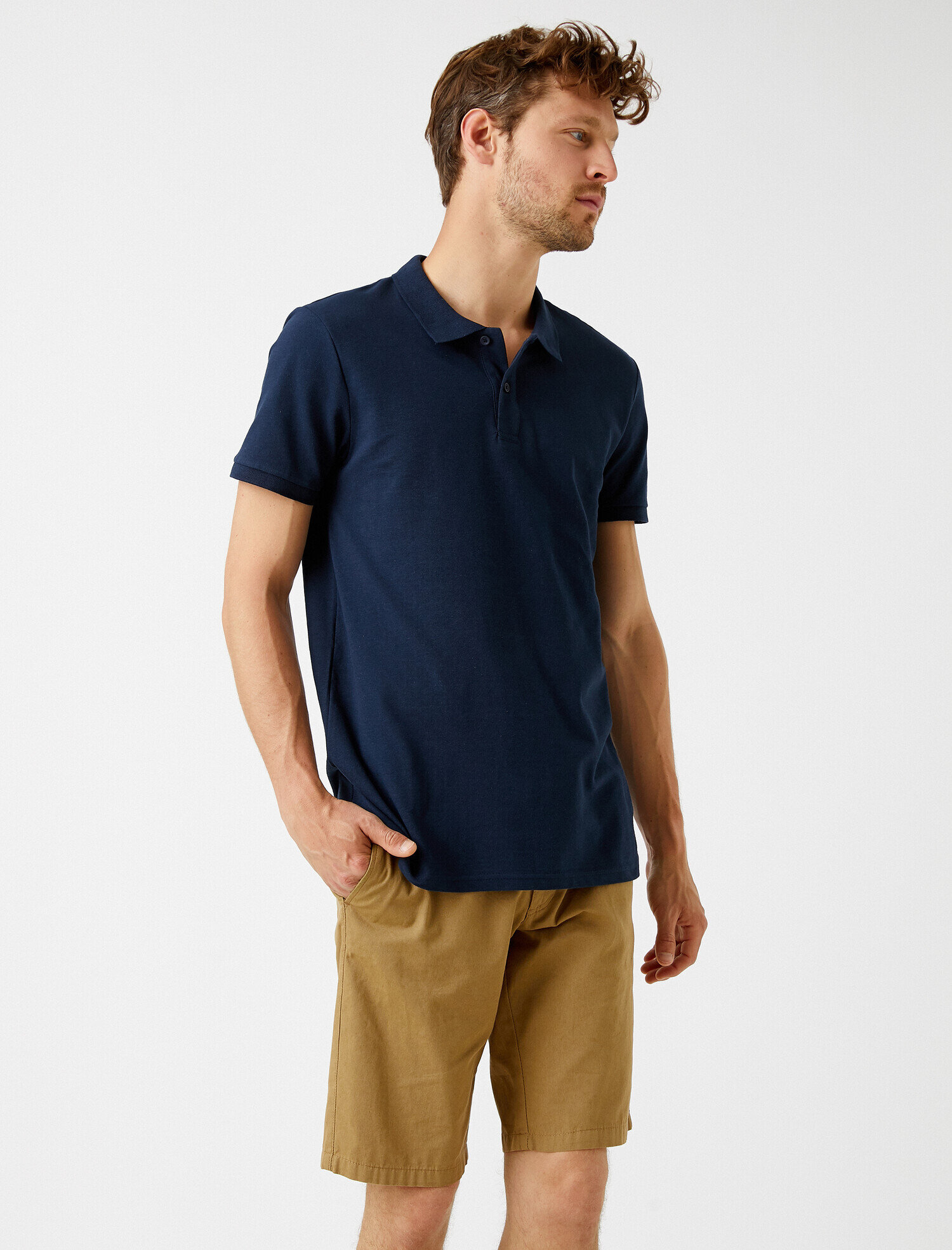   Polo Yaka Tişört Basic Kısa Kollu Pamuklu