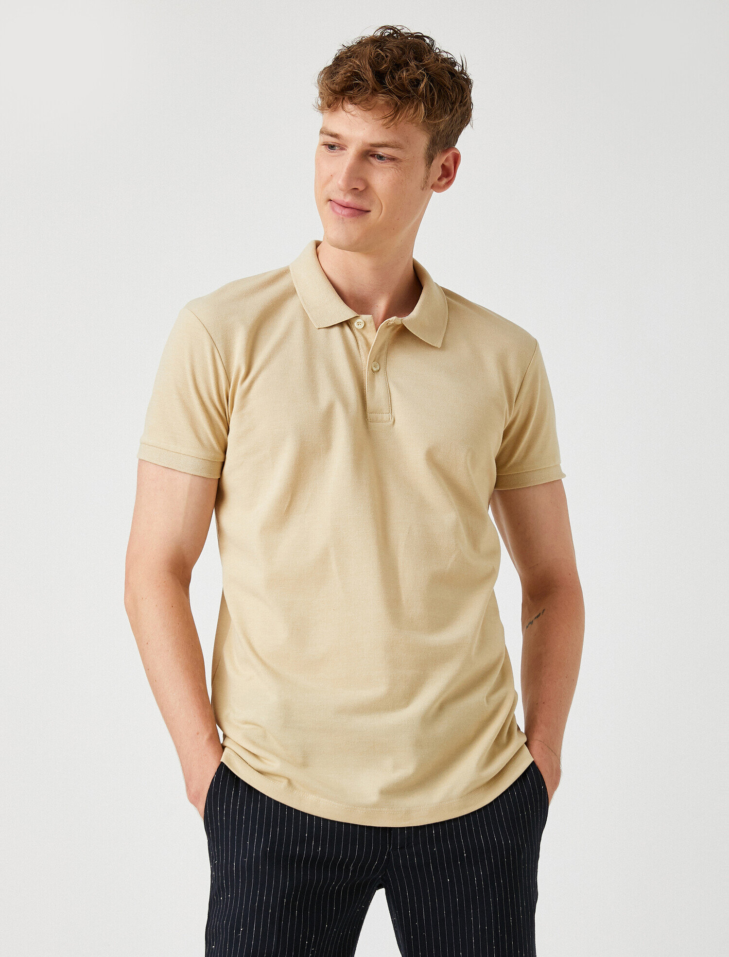 Polo Yaka Tişört Basic Kısa Kollu Pamuklu