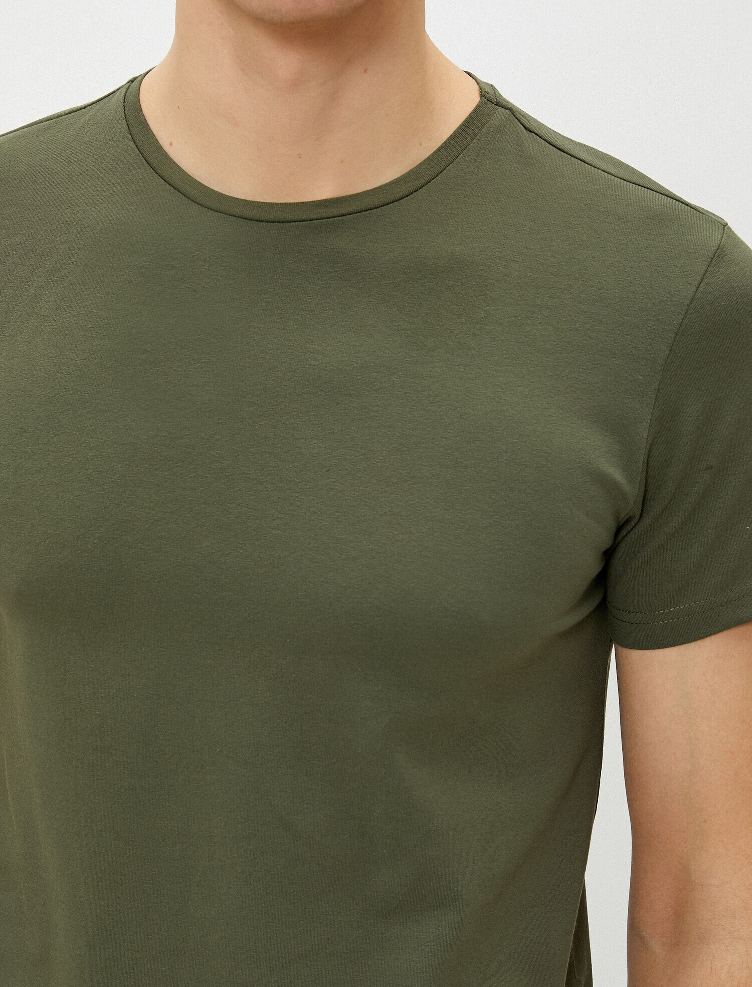   Bisiklet Yaka Tişört Kısa Kollu Basic Pamuklu