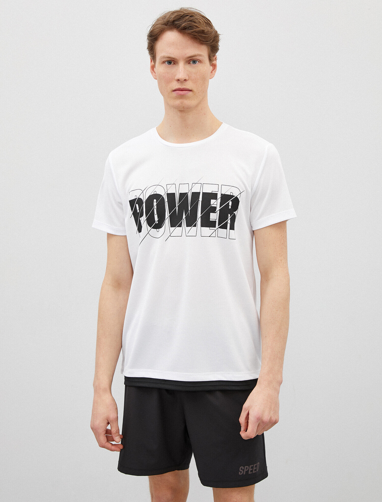   Sloganlı Baskılı Tişört Kısa Kollu Bisiklet Yaka