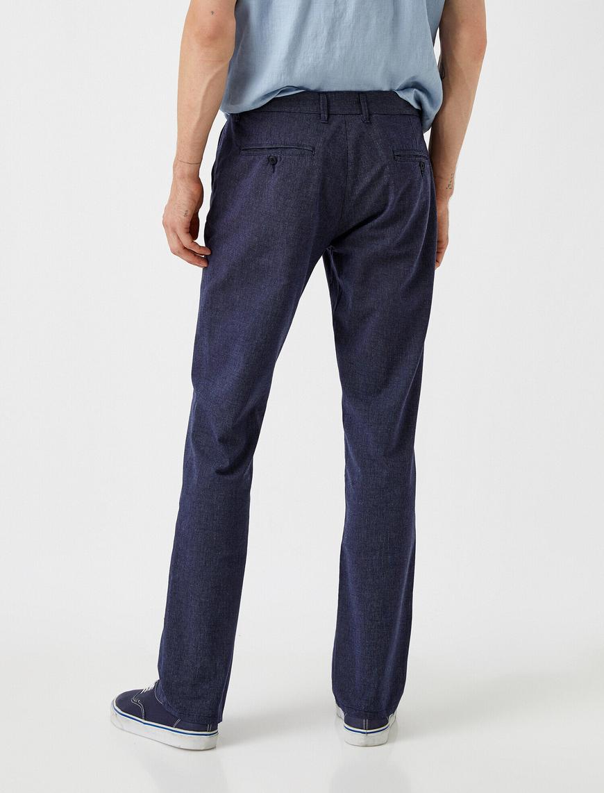   Keten Karışımlı Slim Fit Dokuma Pantolon
