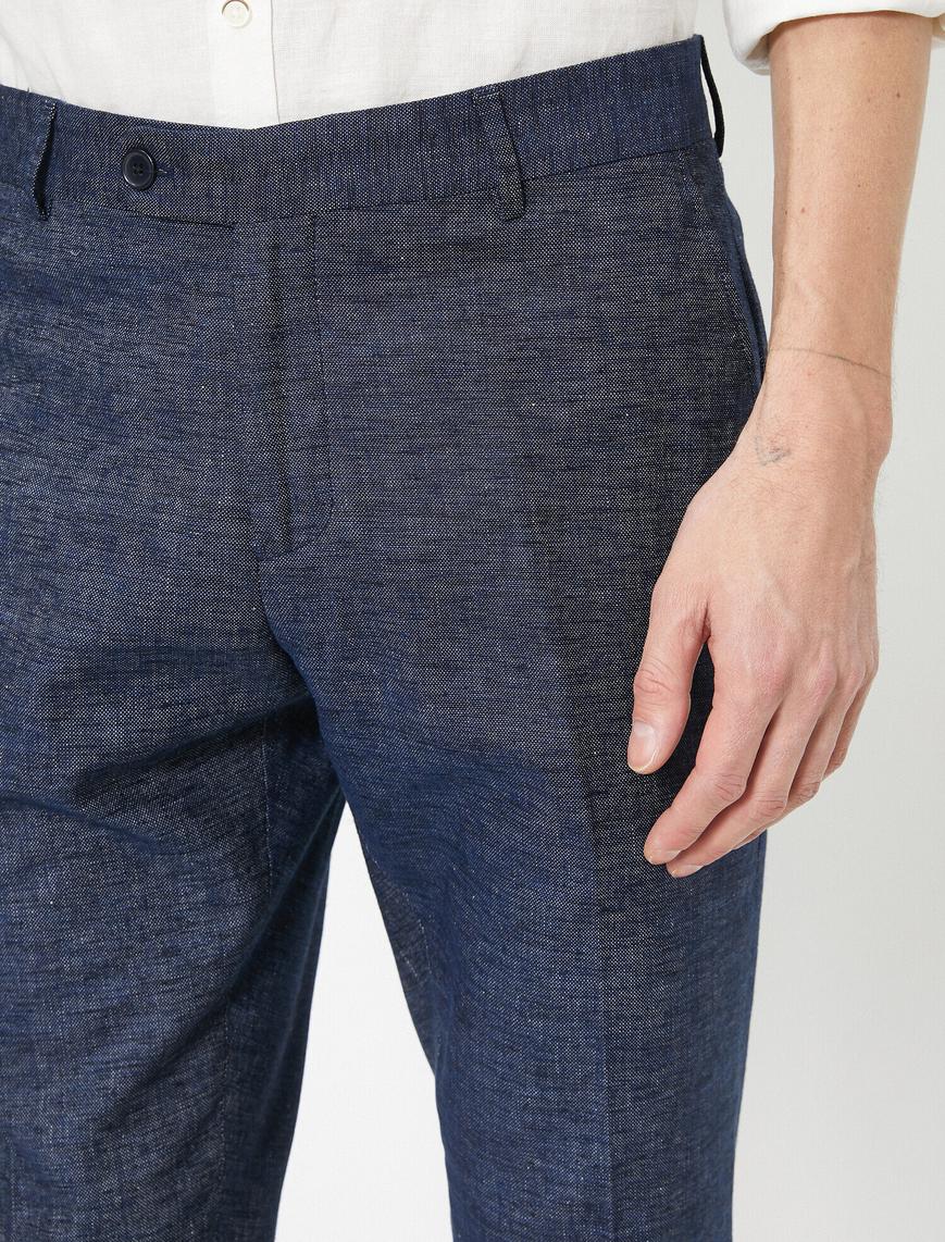   Cep Detaylı Desenli Slim Fit Pantolon
