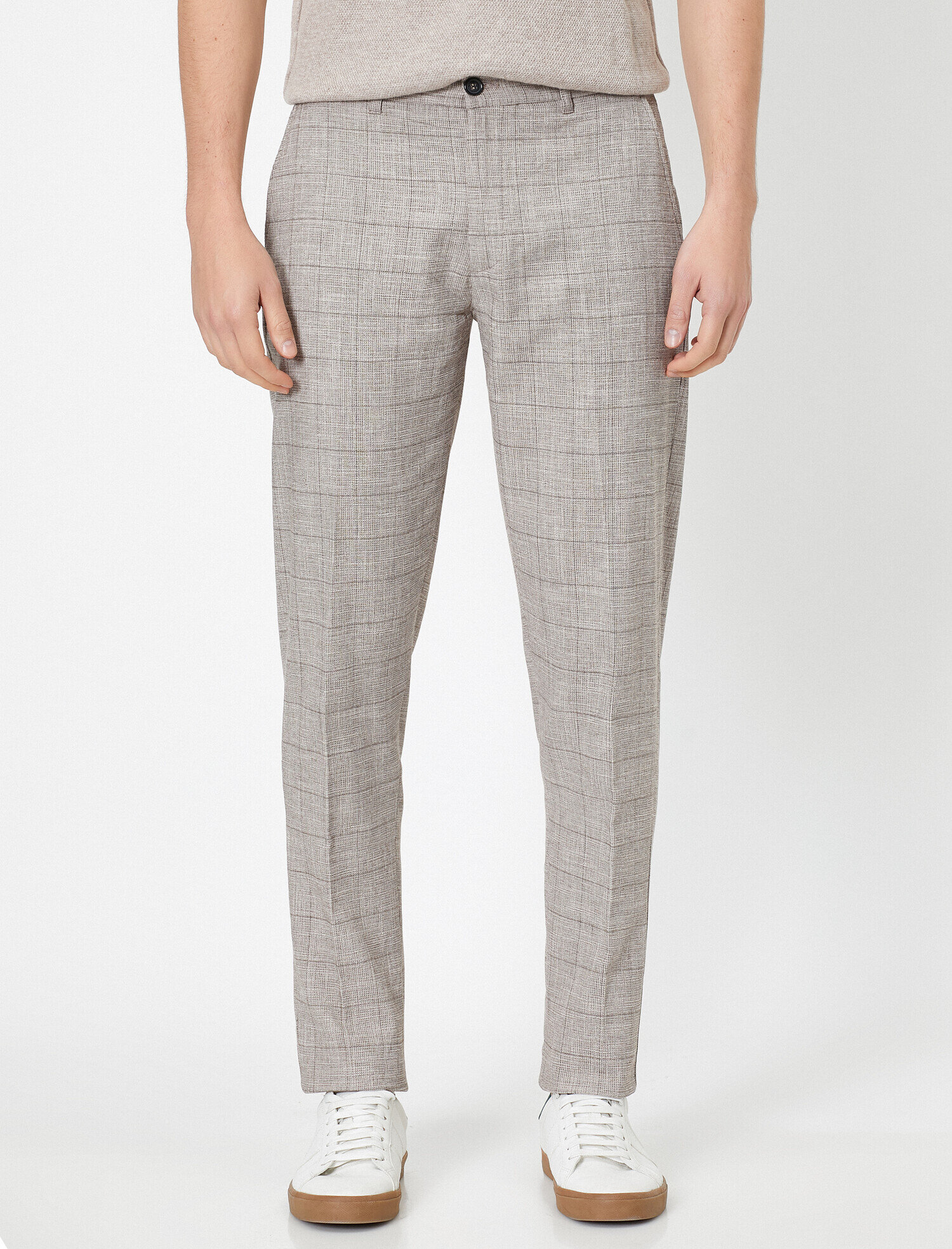   Cep Detaylı Slim Fit Kareli Pantolon