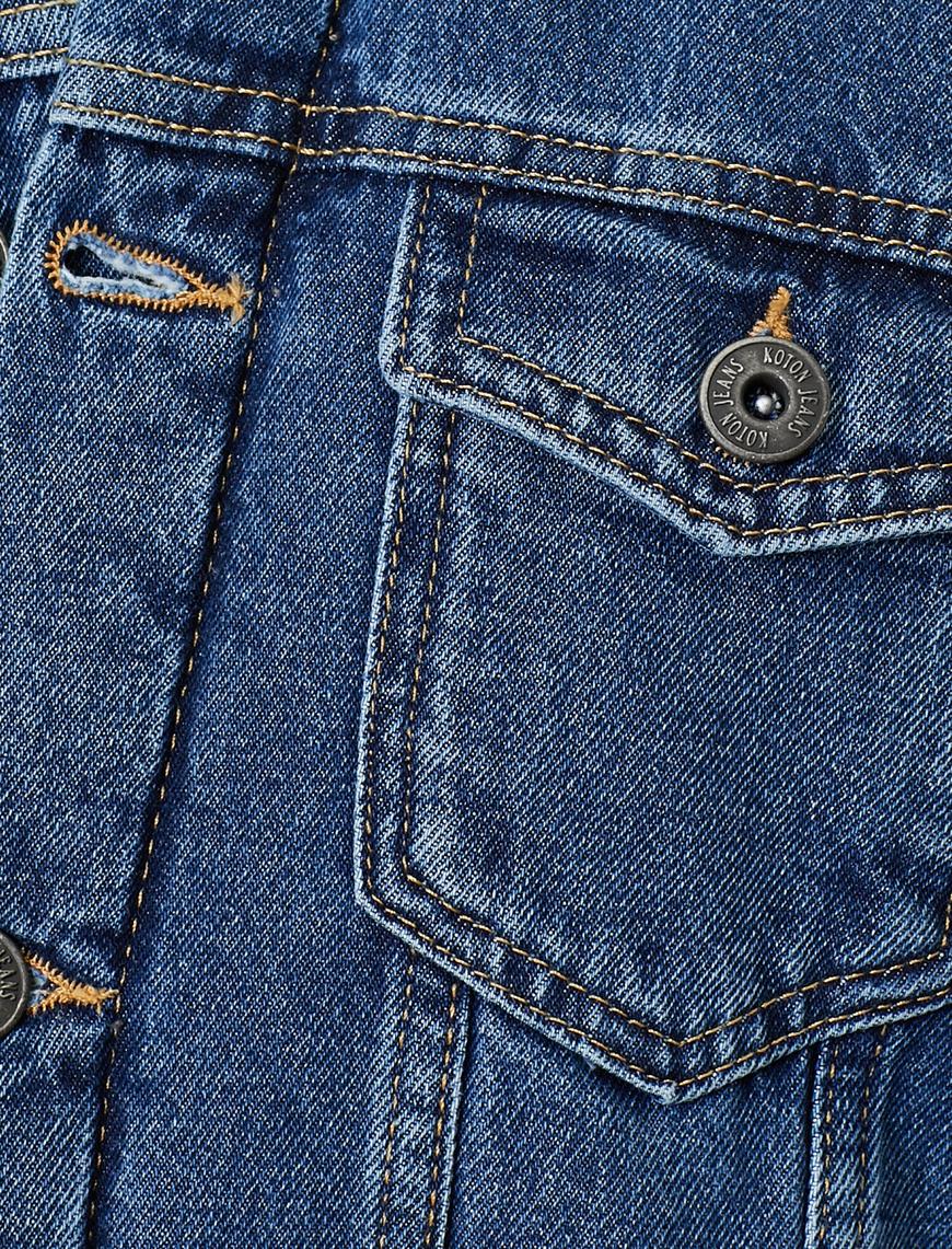   Yakası ve İçi Suni Kürklü Kolları Kapitoneli Jean Ceket