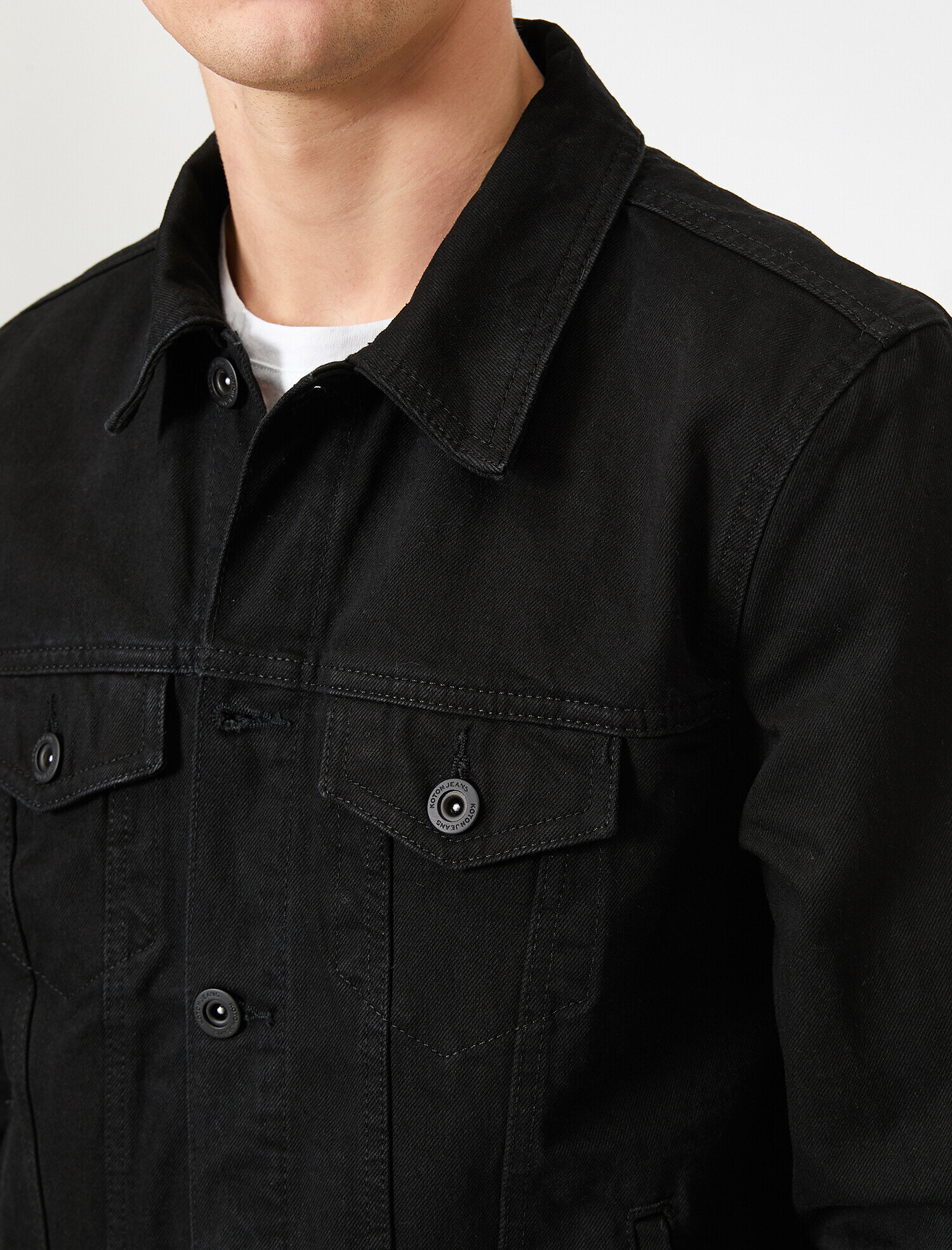   Düğmeli Arkası Baskılı %100 Pamuk Jean Ceket