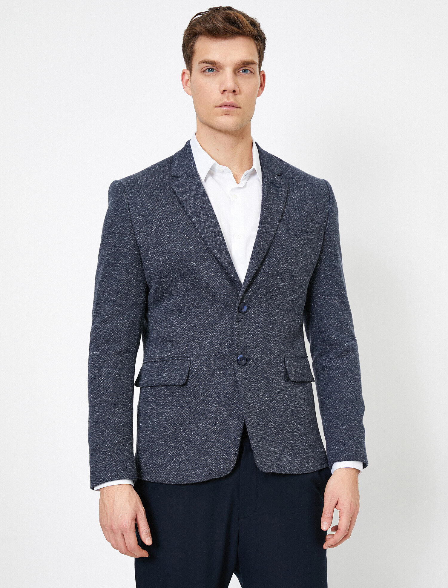 Cep Detaylı Düğmeli Blazer Ceket