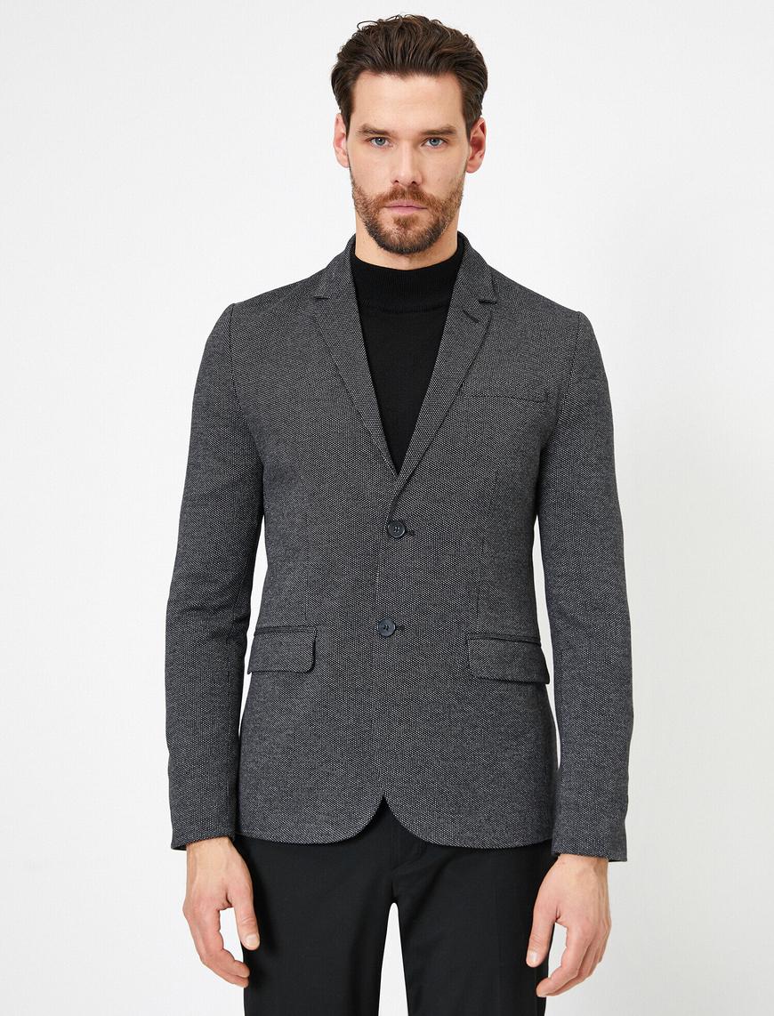   Cep Detaylı Düğmeli Blazer Ceket