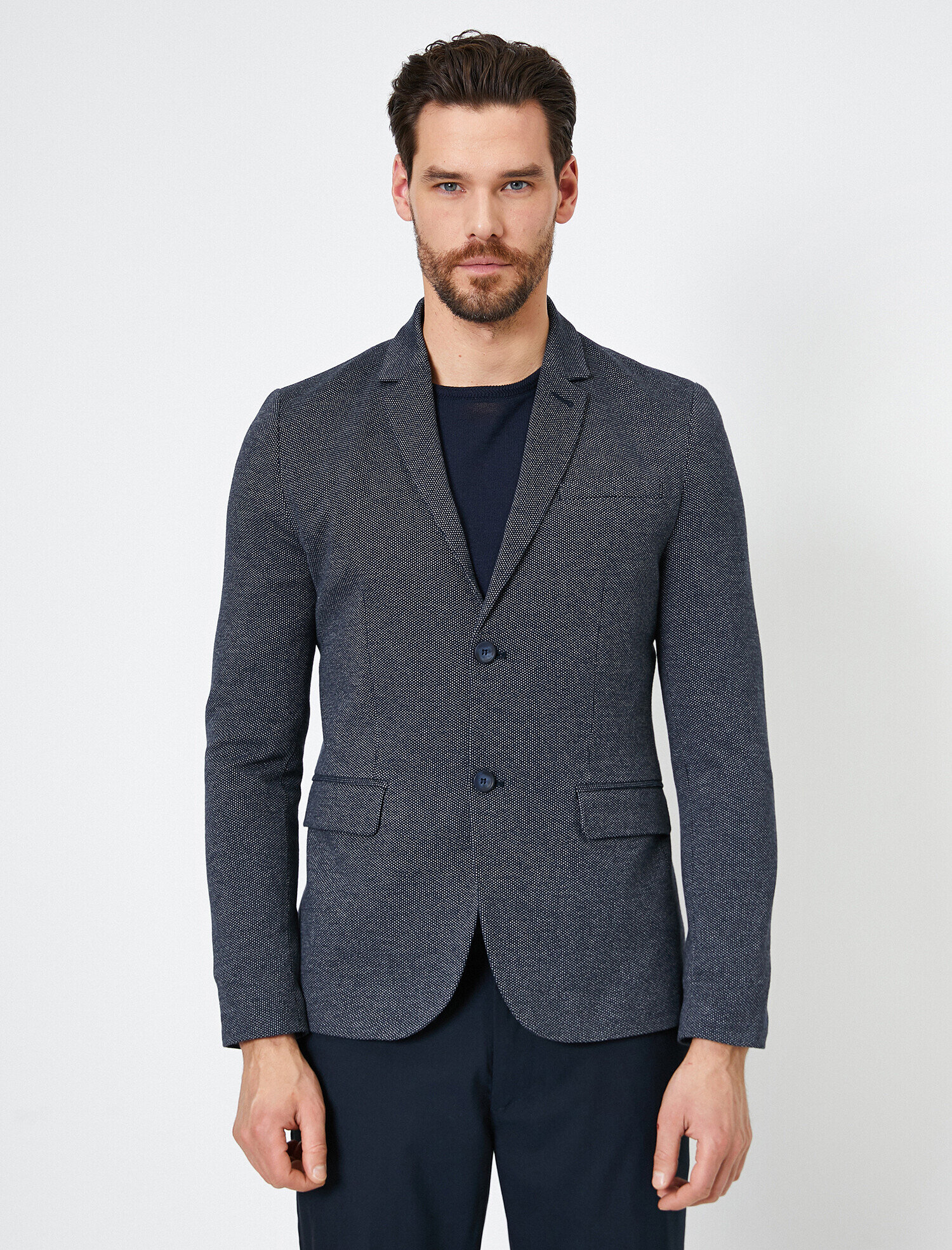 Cep Detaylı Düğmeli Blazer Ceket
