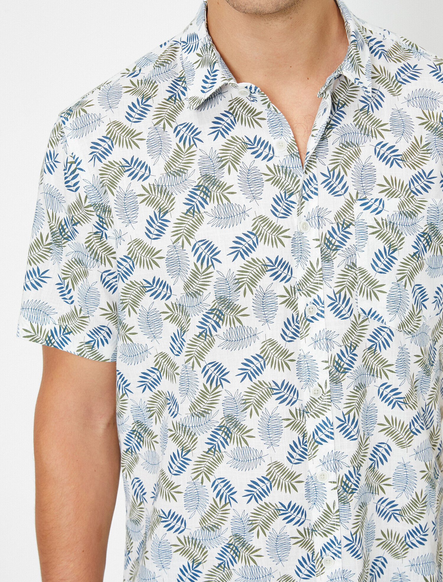   Pamuklu Kısa Kollu Desenli Gömlek