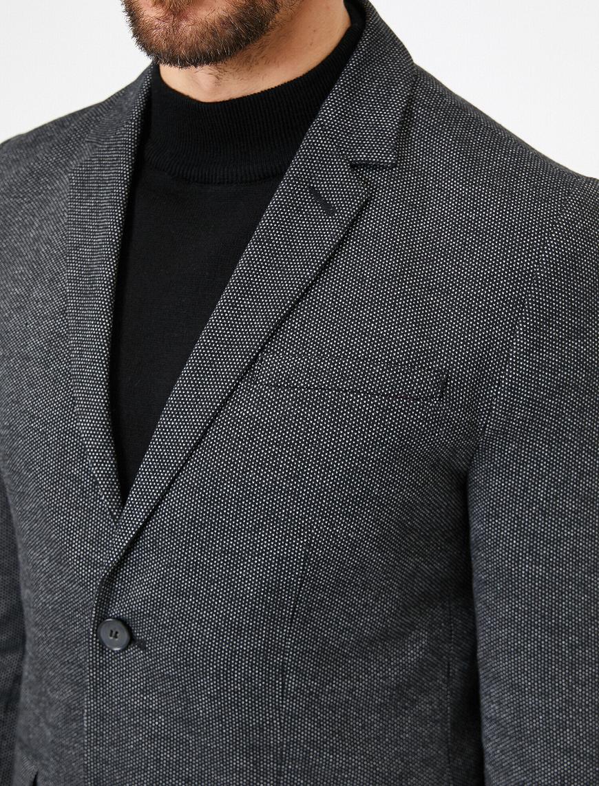   Cep Detaylı Düğmeli Blazer Ceket