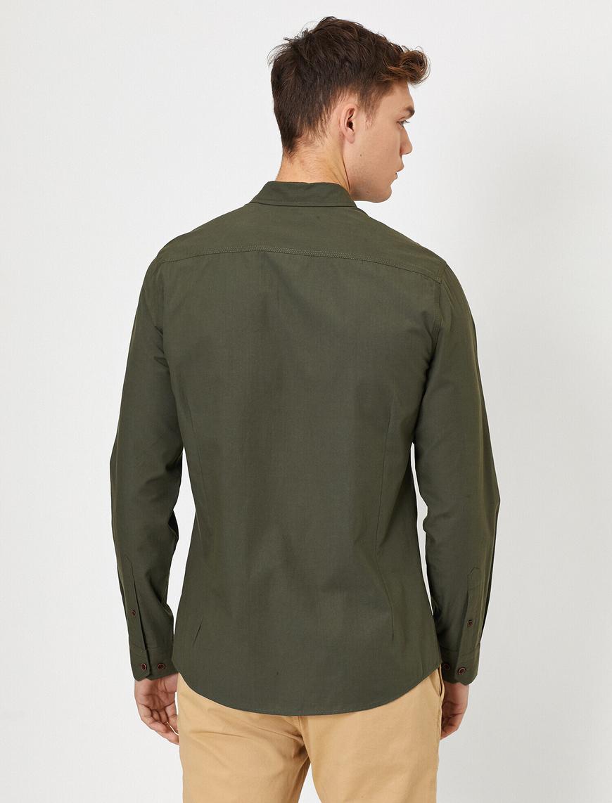   Tek Cepli Uzun Kollu Slim Fit Poplin Gömlek