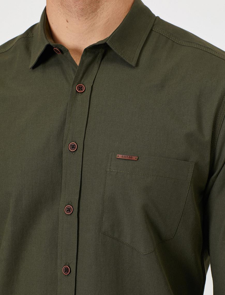   Tek Cepli Uzun Kollu Slim Fit Poplin Gömlek