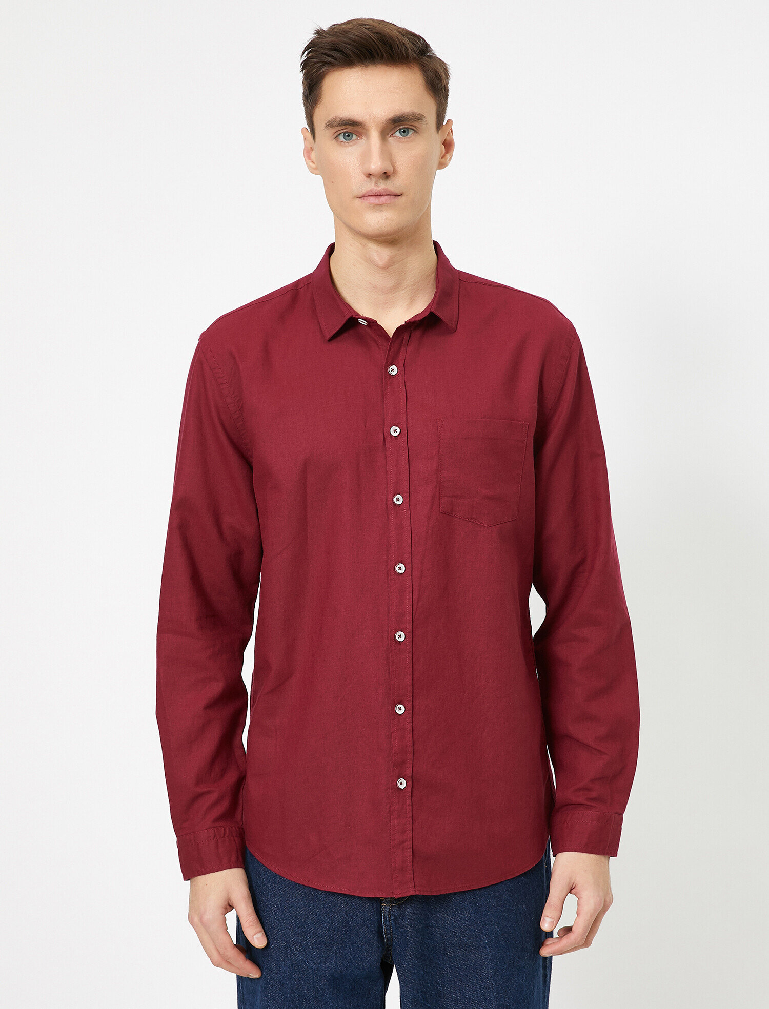   Uzun Kollu Tek Cepli Regular Fit Gömlek